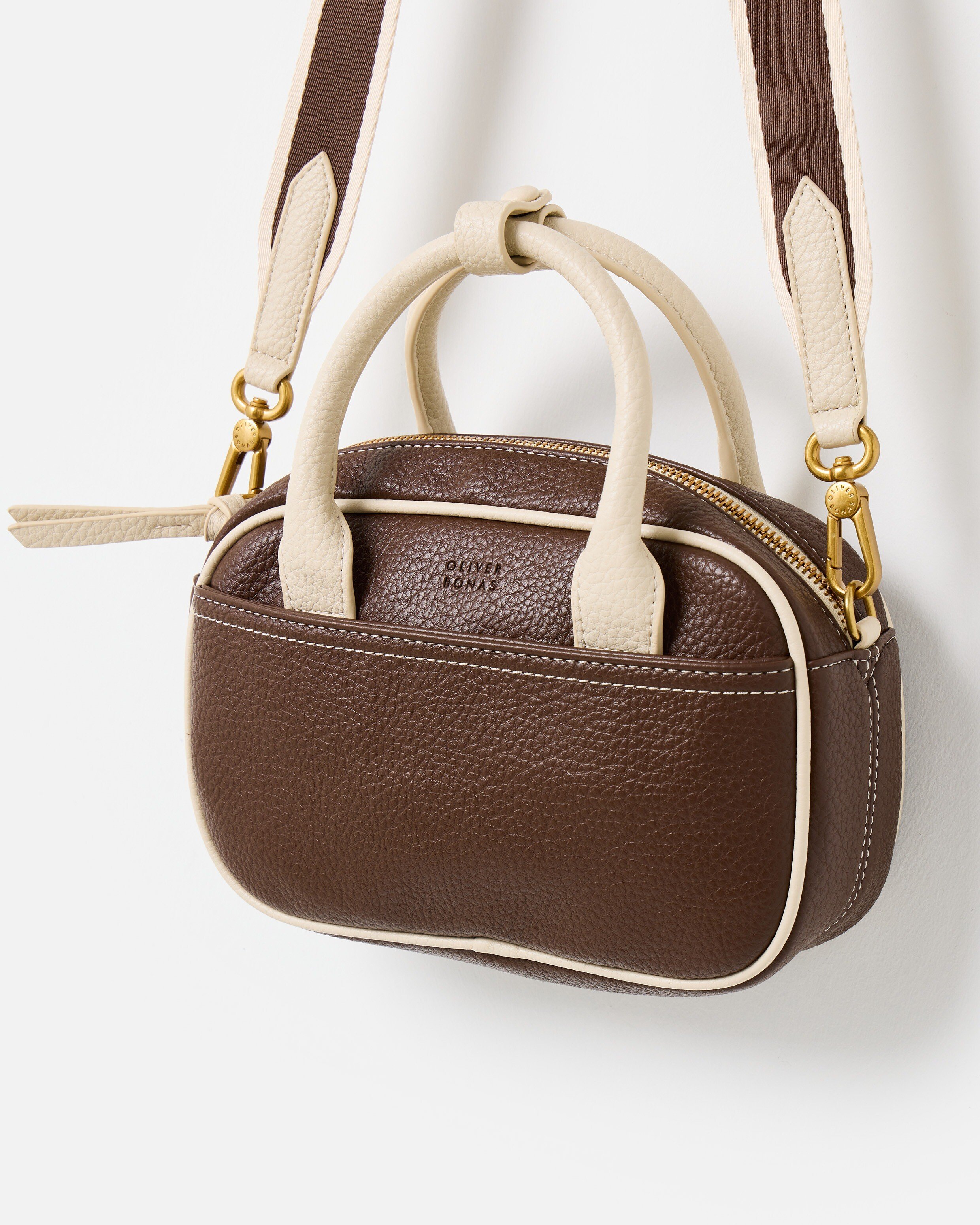 Orla Chocolate Brown Bowling Crossbody Bag | Oliver Bonas