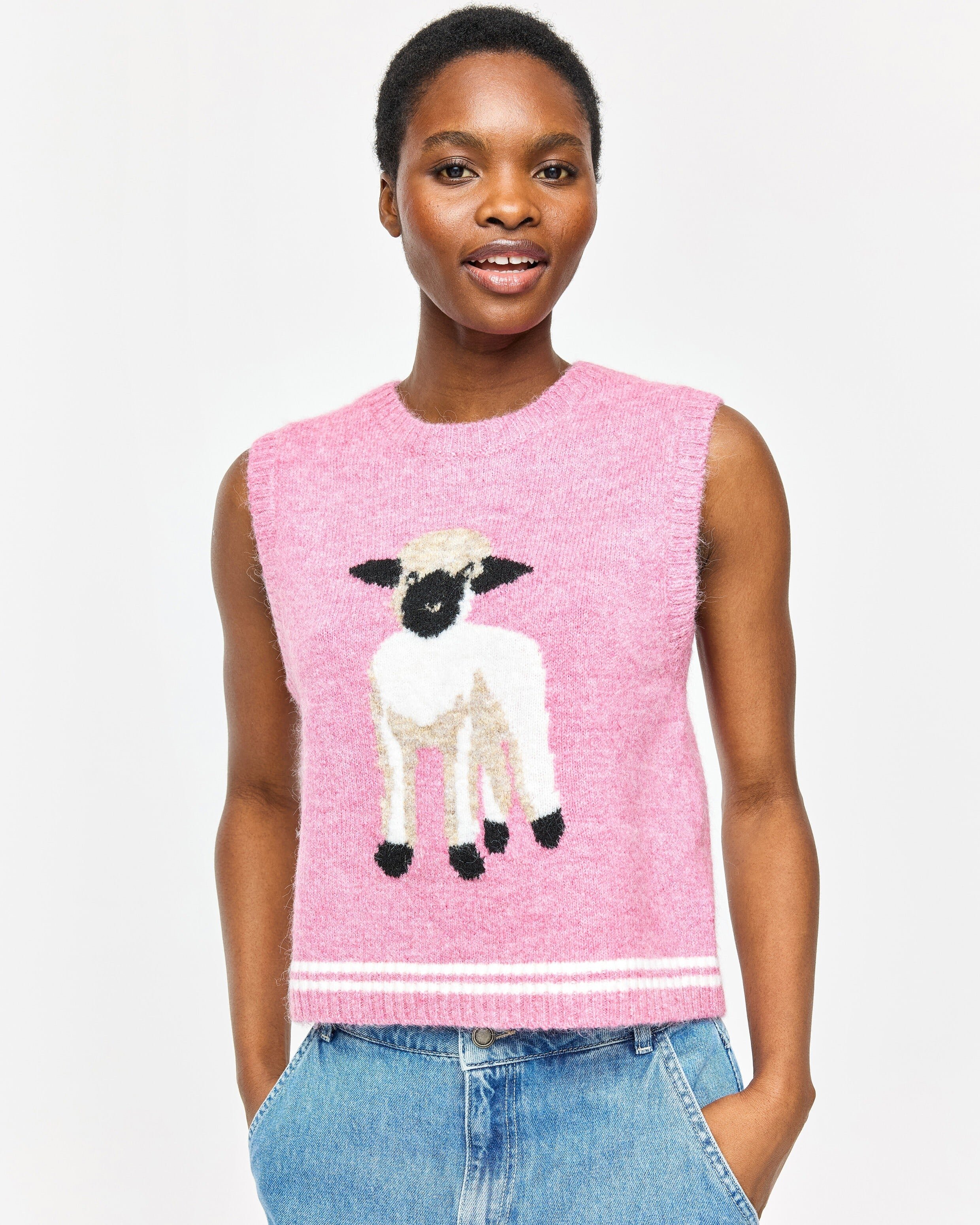 Pink Sheep Knitted Tank Top | Oliver Bonas IE