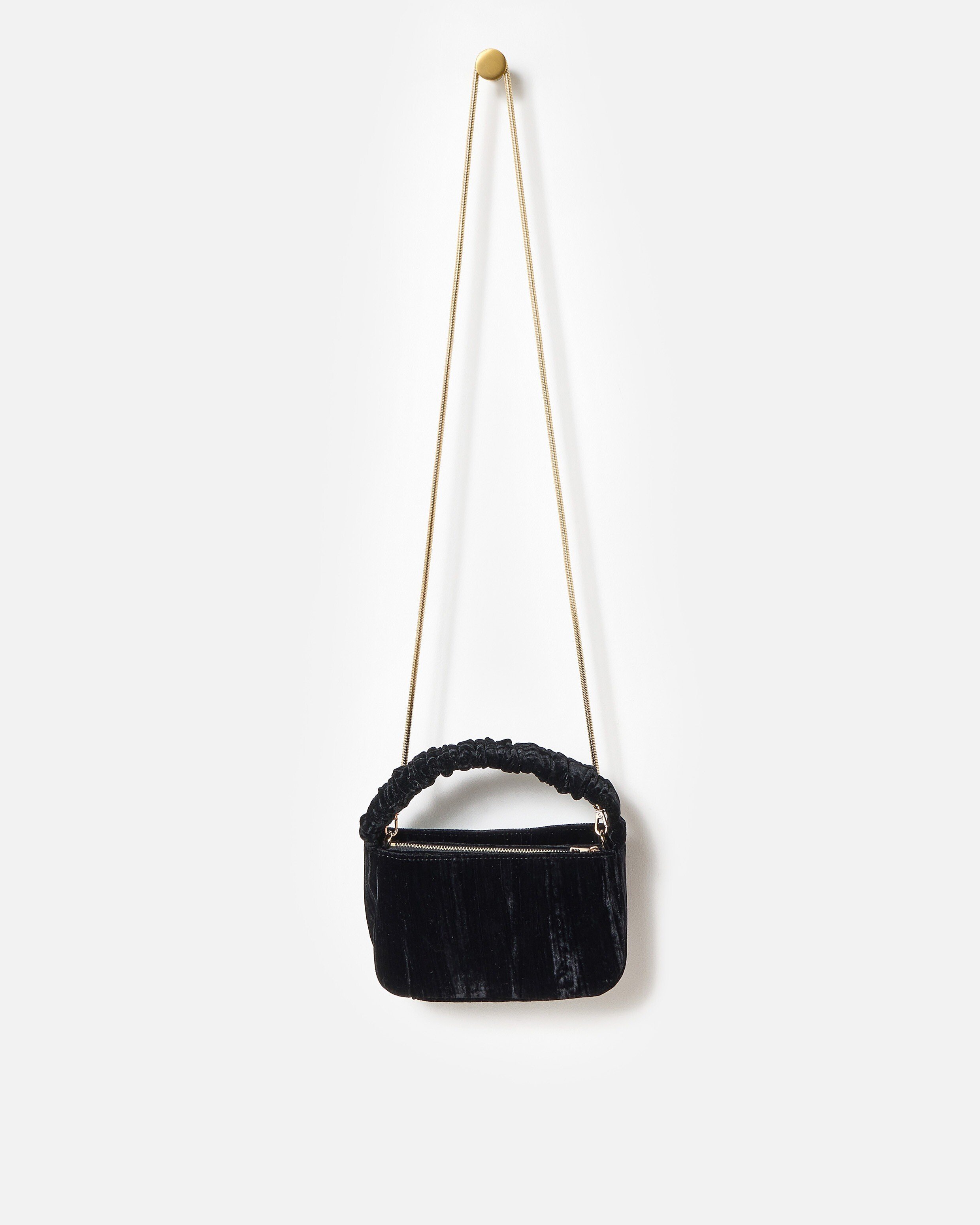 Vik Black Velvet Clutch Bag | Oliver Bonas