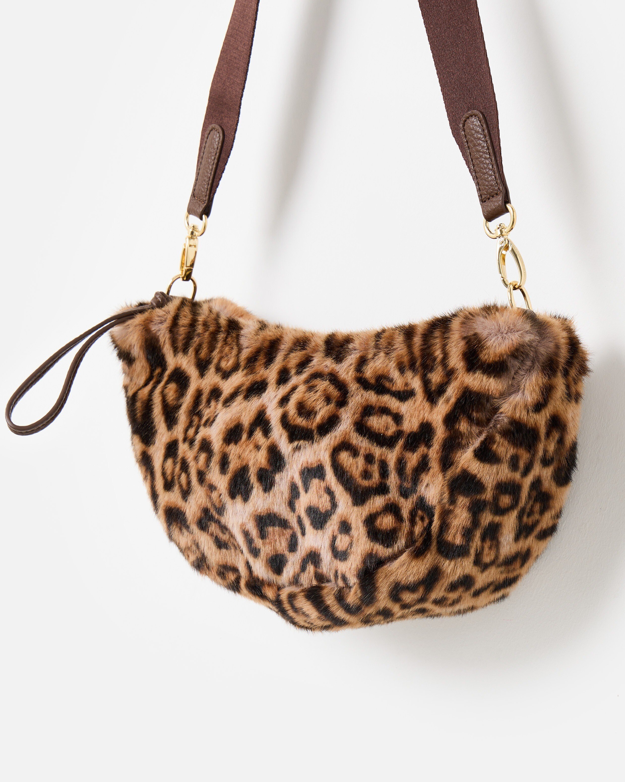 Betty Brown Leopard Print Faux Fur Belt Bag | Oliver Bonas