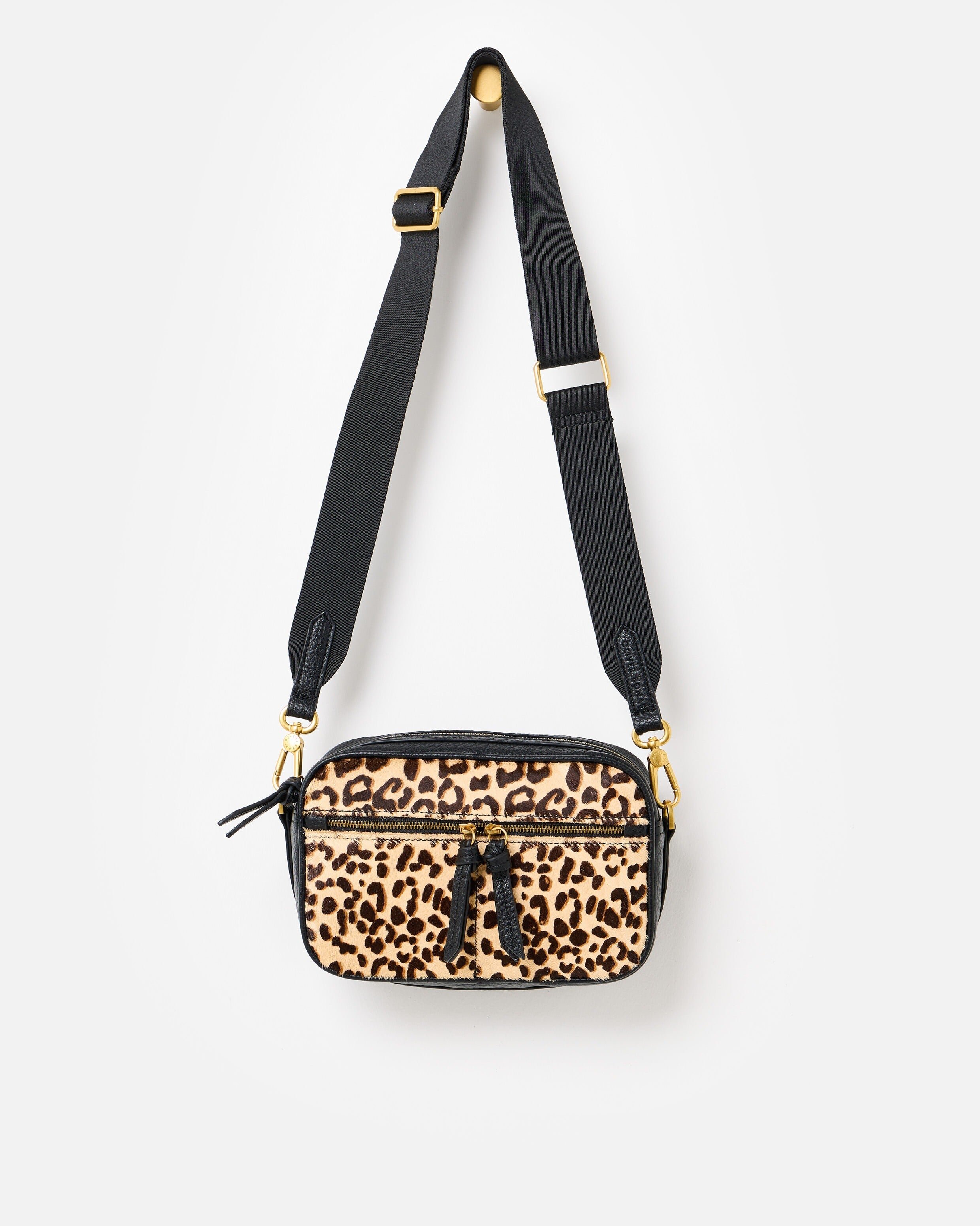 Nora Leopard Print Textured Zip Front Crossbody Bag | Oliver Bonas