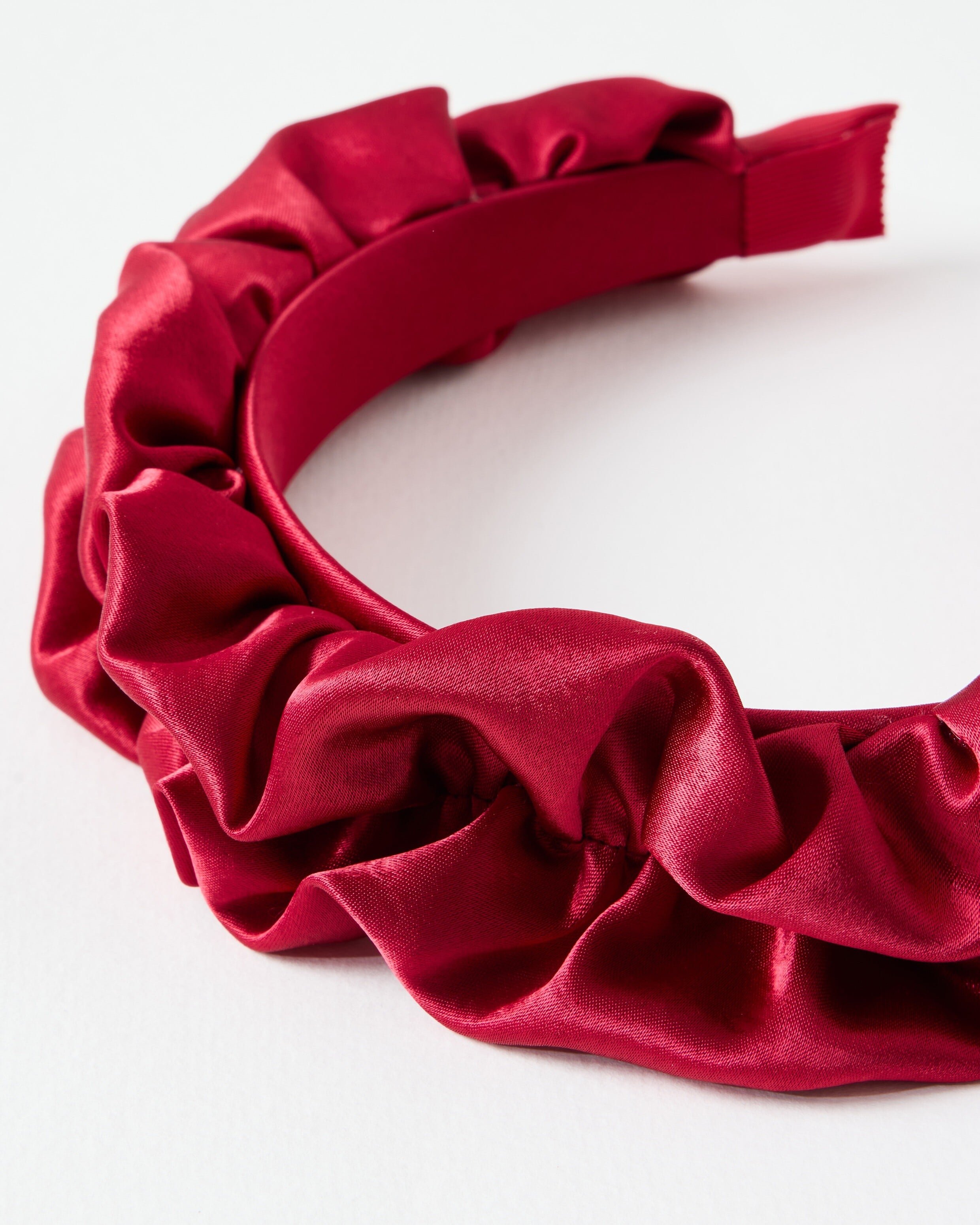 Rhia Red Frill Ruched Headband | Oliver Bonas