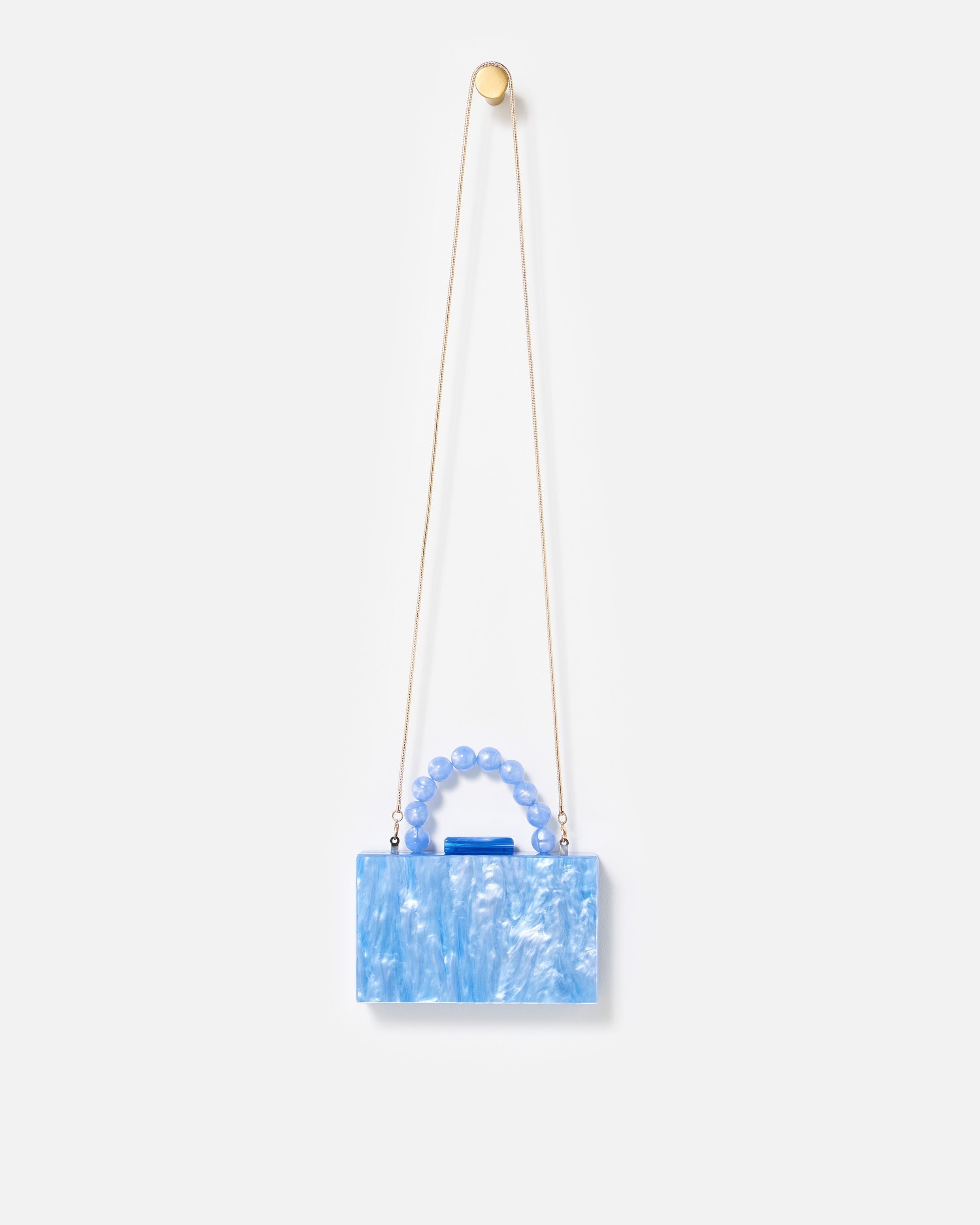 Blue Marbled Box Clutch Bag | Oliver Bonas