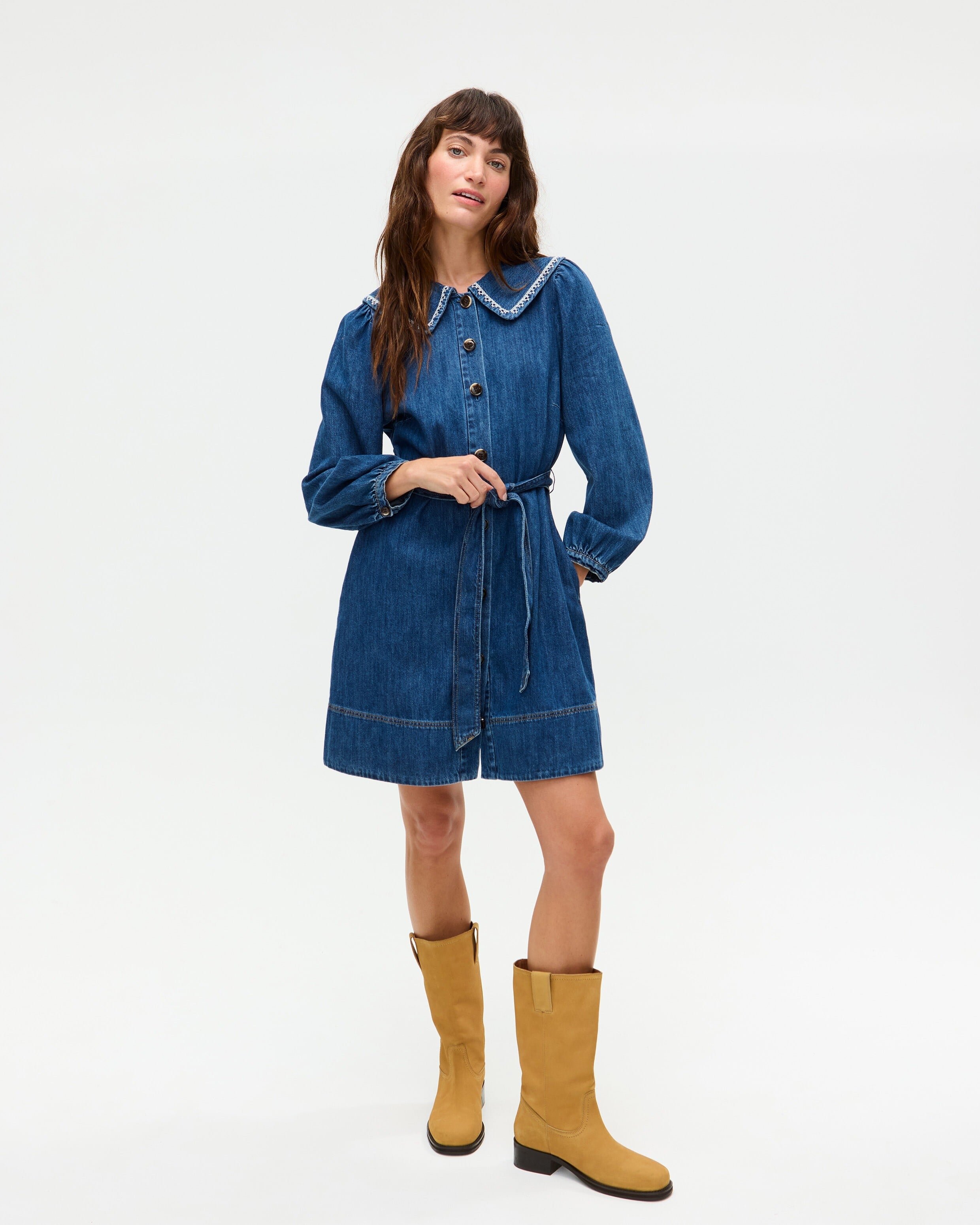 sachin and babi light blue dress CHARLENE DENIM MINI DRESS main image 0