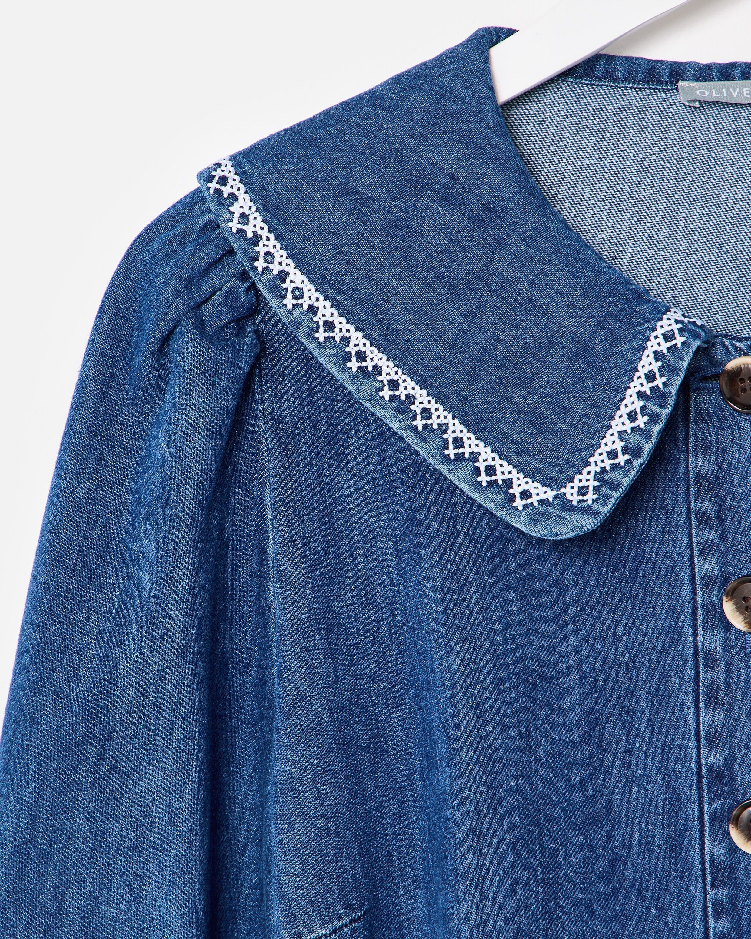 sachin and babi light blue dress Denim Embroidered Dress