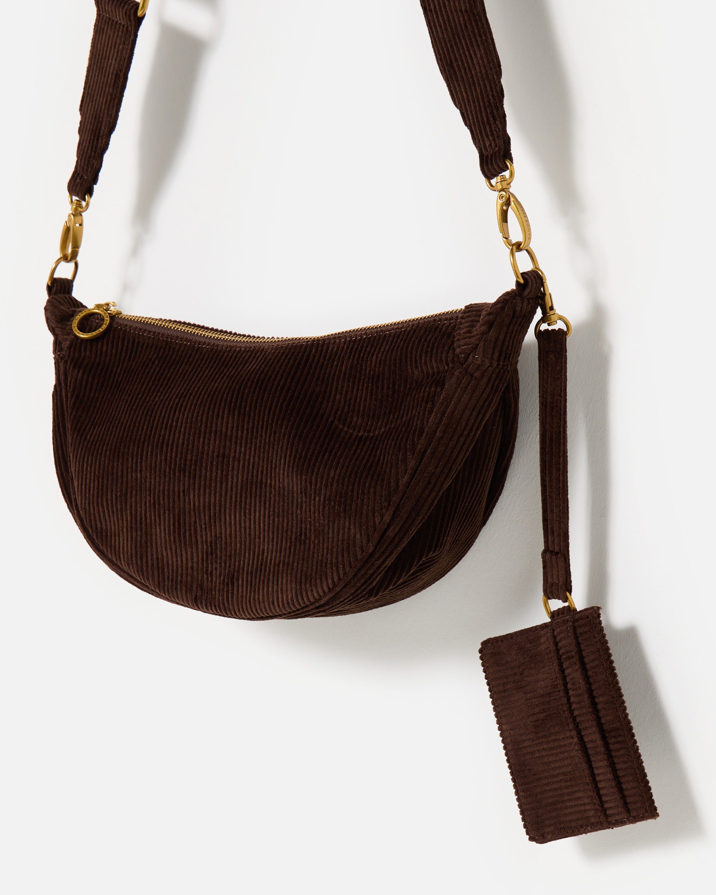Betty Chocolate Brown Corduroy Belt Bag | Oliver Bonas