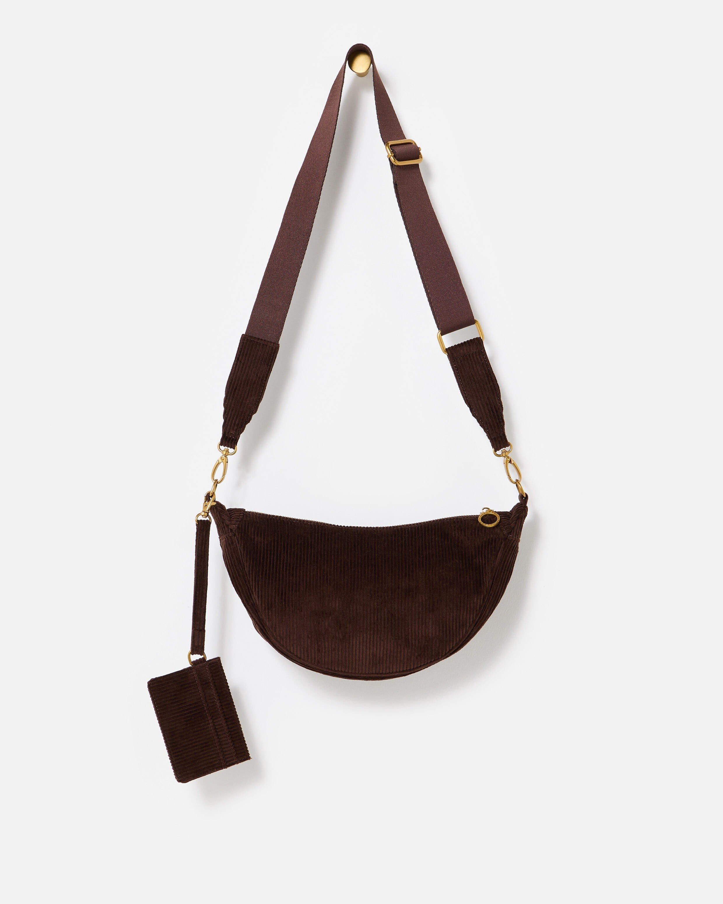 Betty Chocolate Brown Corduroy Belt Bag | Oliver Bonas
