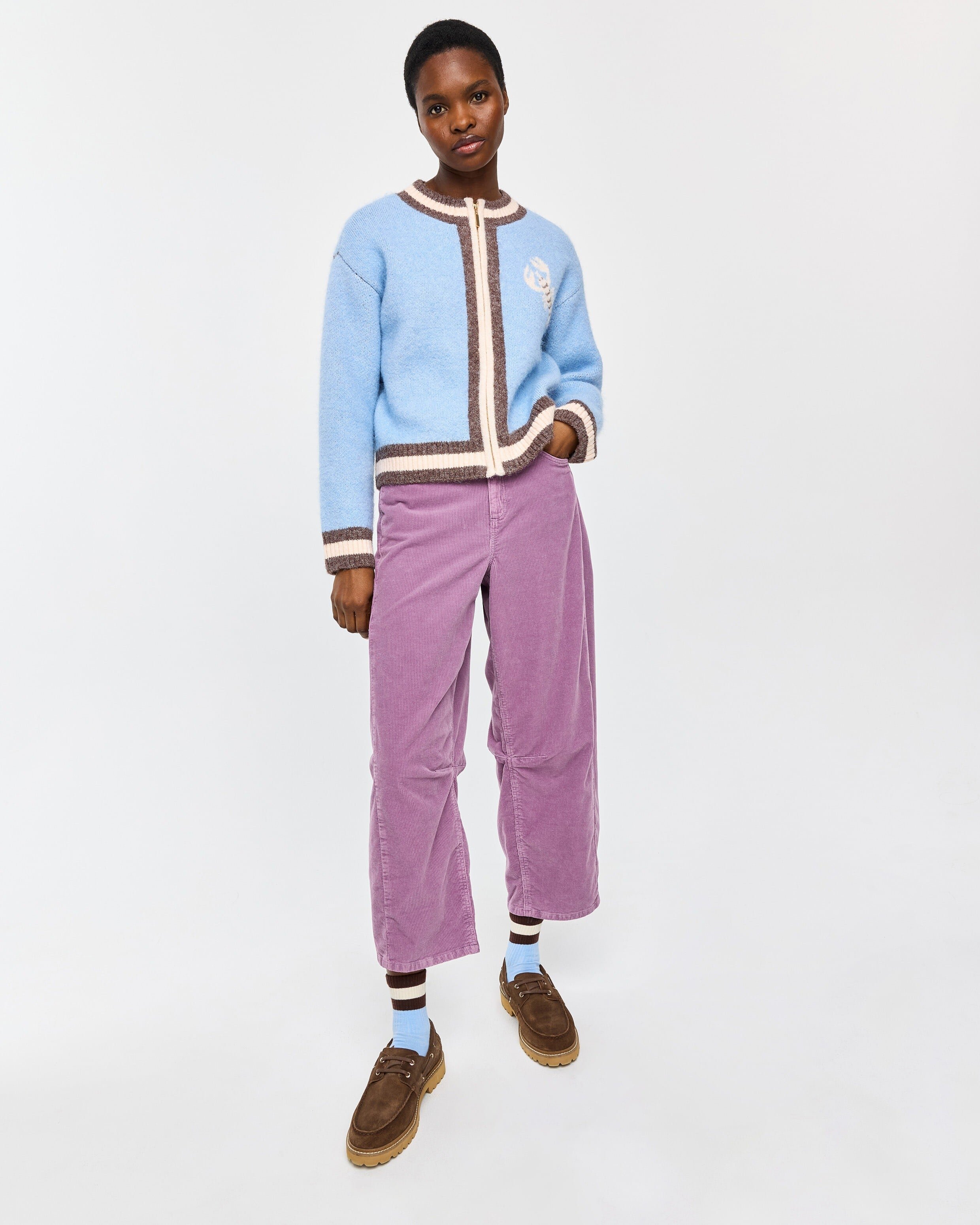 Blue Lobster Zip Up Knitted Bomber Jacket | Oliver Bonas