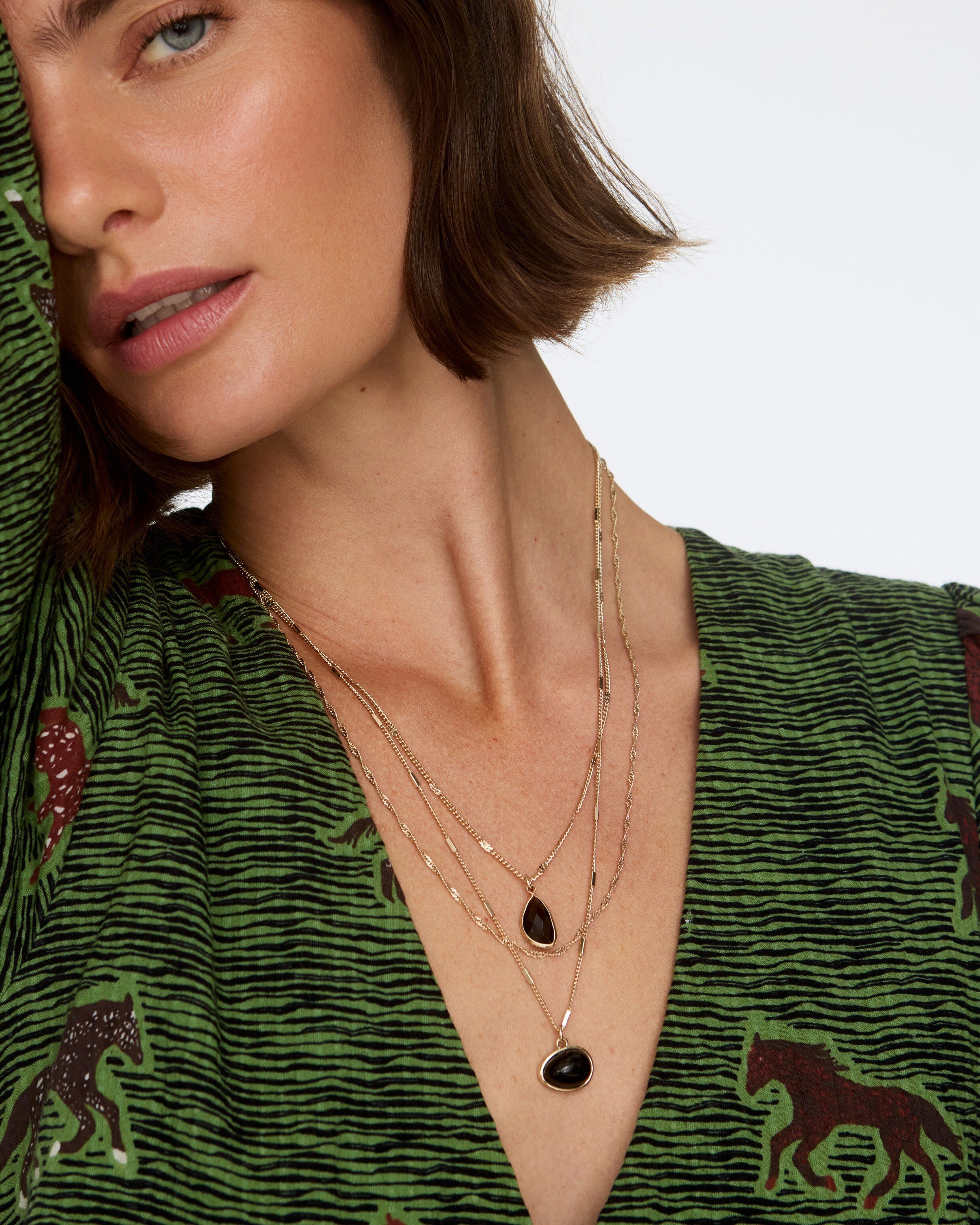 Melody Triple Row Layered Pendant Necklace | Oliver Bonas