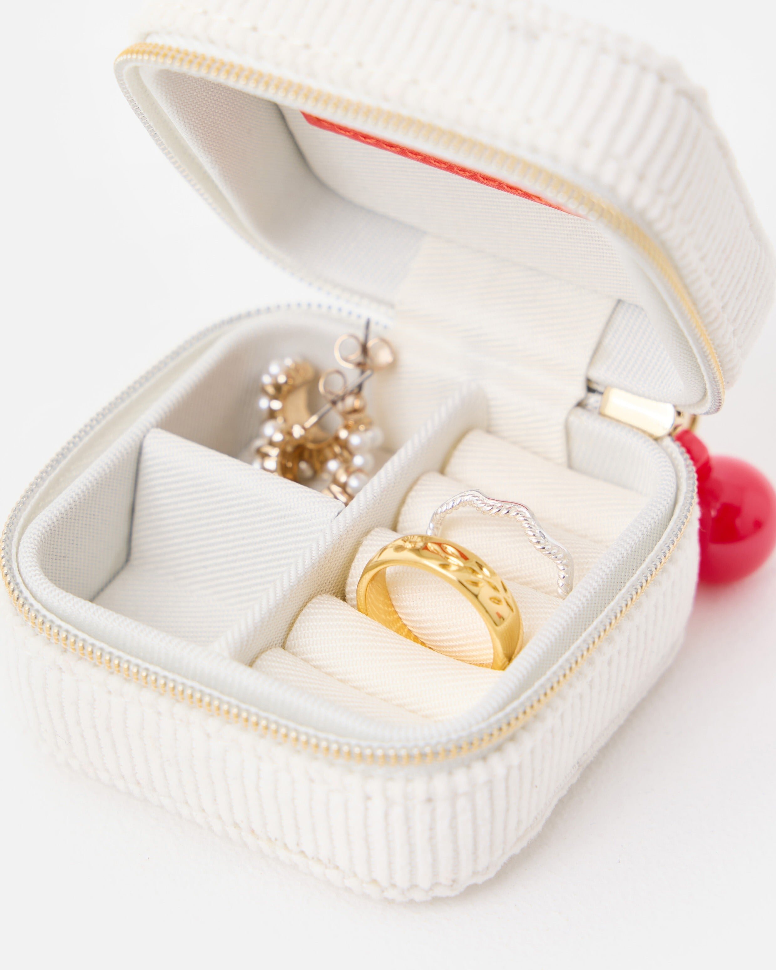 White Cherries Square Travel Jewellery Box | Oliver Bonas