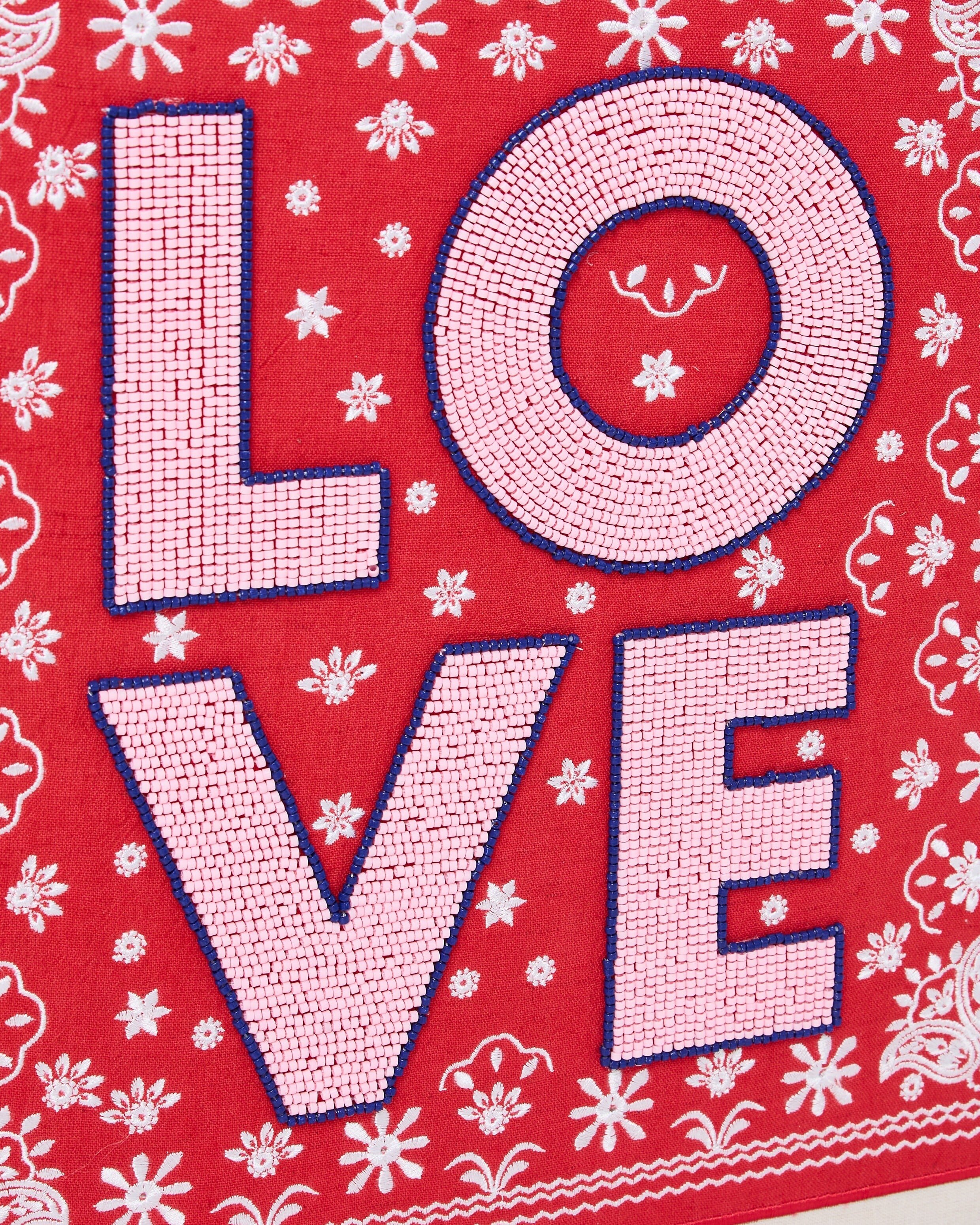 Red & Pink Paisley Love Beaded Wall Art | Oliver Bonas