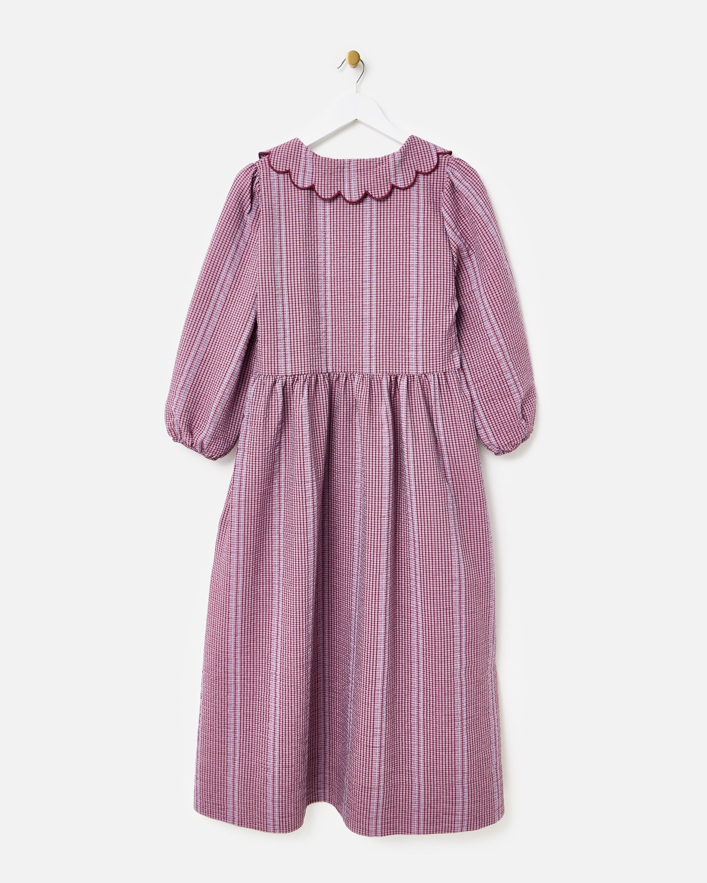 strapless open back dress Purple Game Day Short Sleeve Tiered Dress