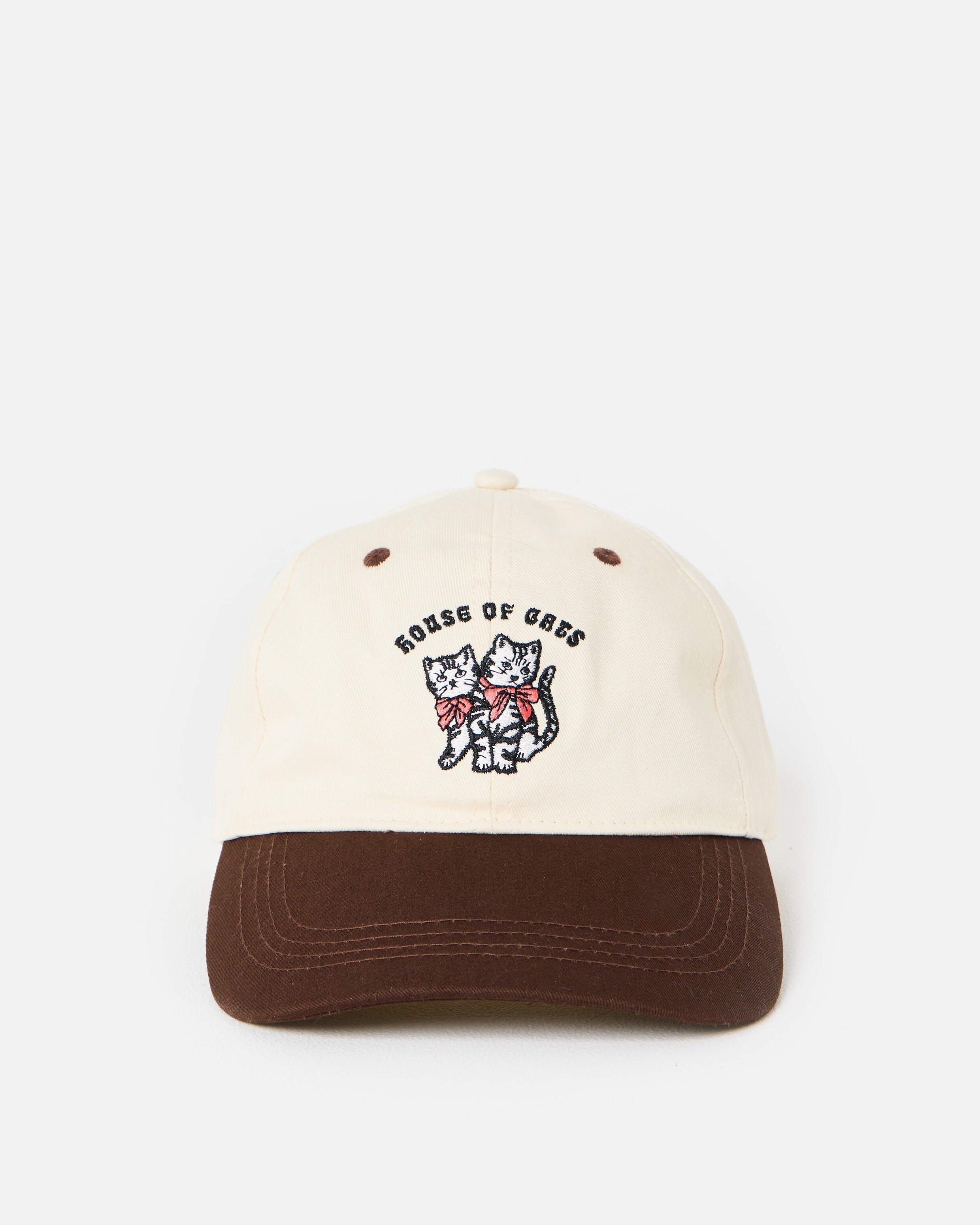 Cream & Brown House of Cats Cap Hat | Oliver Bonas