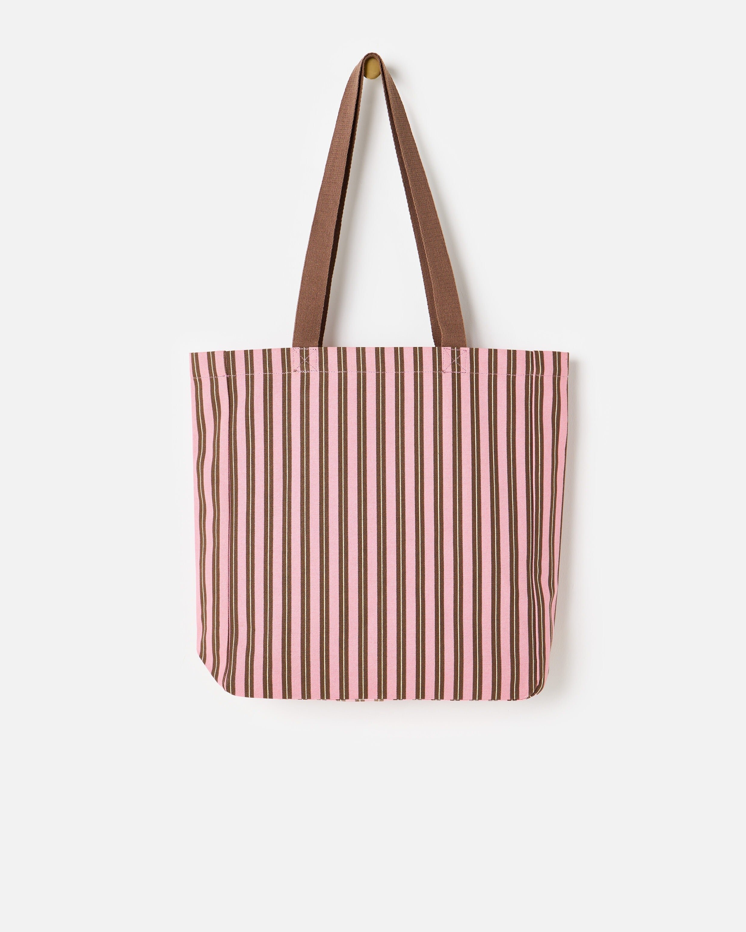 Pink & Brown Striped Fish Fabric Tote Shopper Bag | Oliver Bonas