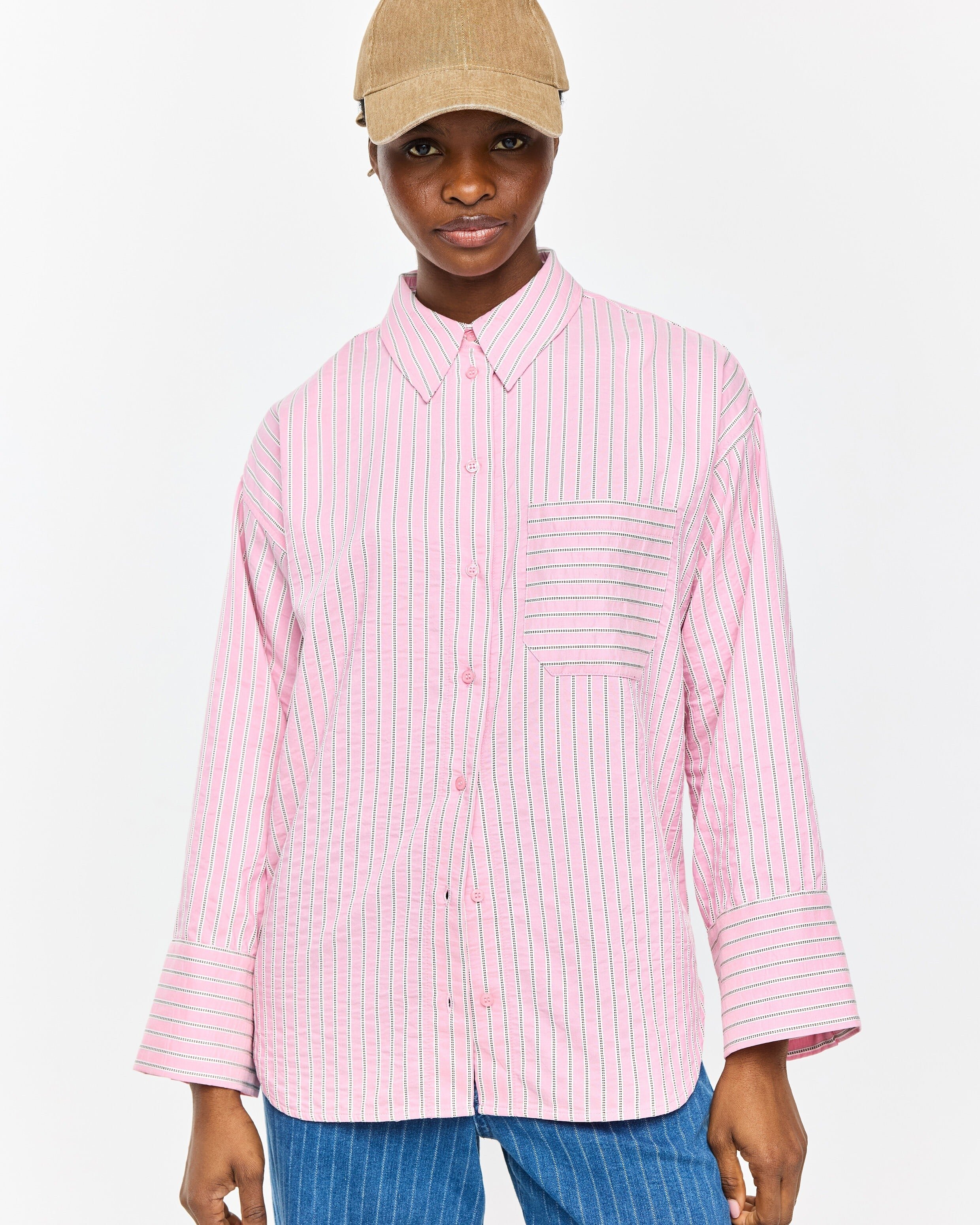 strapless open back dress Classic Fit Exclusive Budd Stripe Double Cuff Shirt in Pink – Budd  Shirtmakers Ltd main image 1