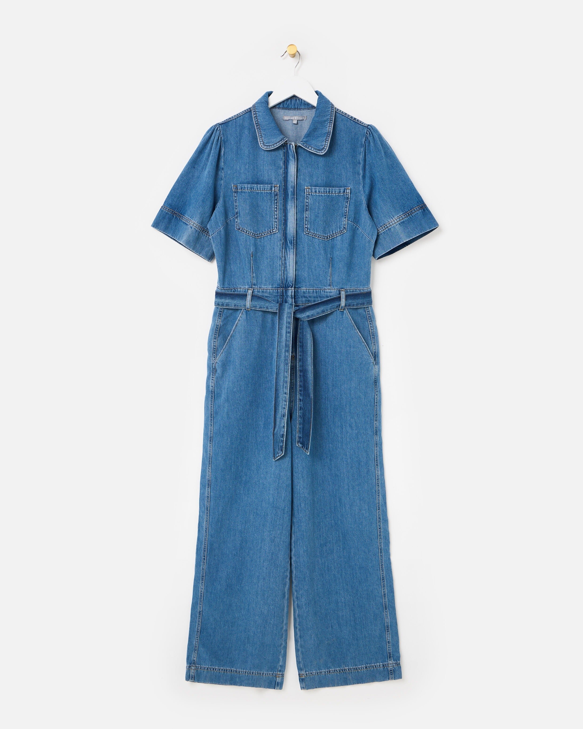 Forest Green Denim Collared Zip Up Midi Dress | Oliver Bonas Forest Green Denim Collared Zip Up Midi Dress | Oliver Bonas