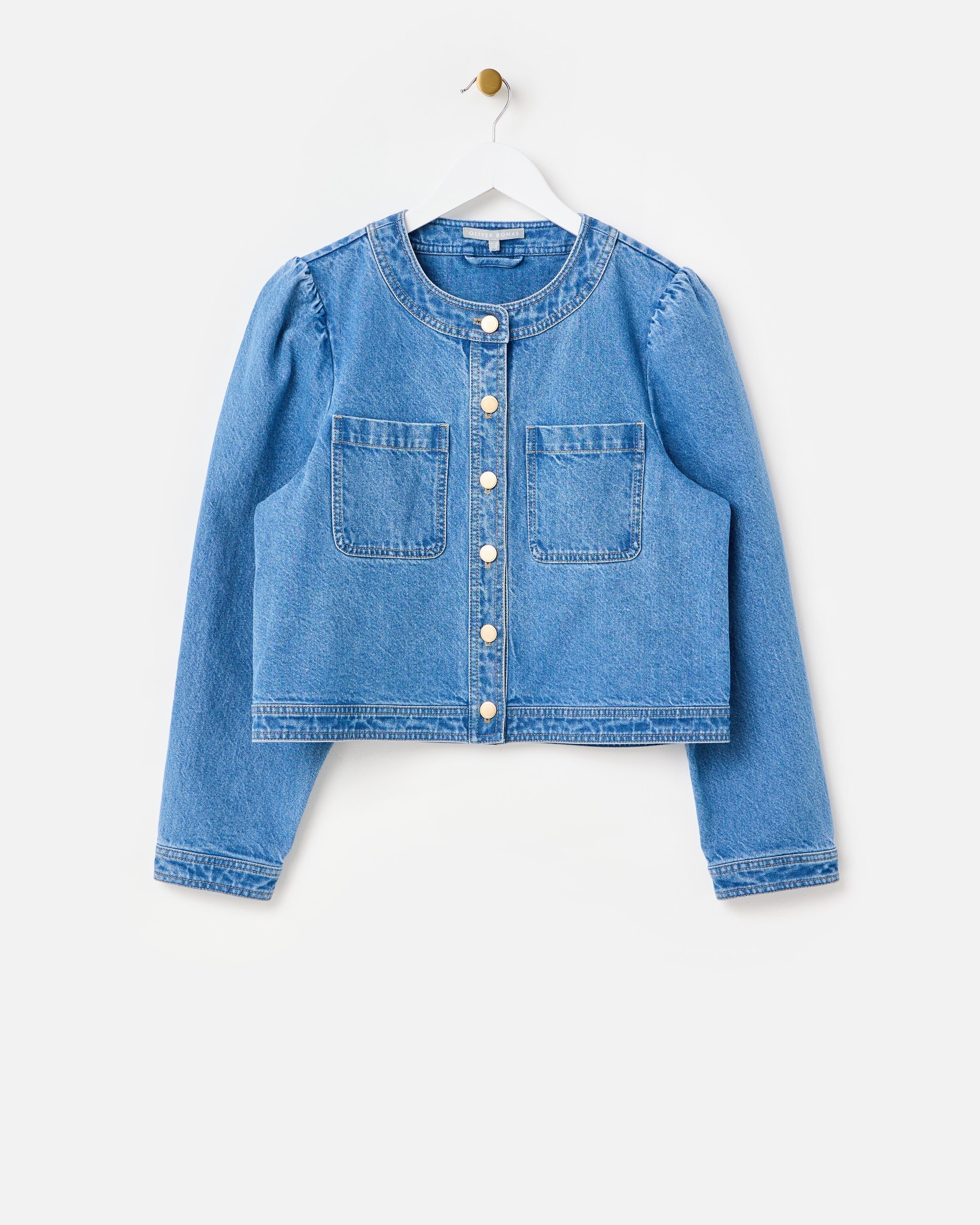Blue Cropped Denim Jacket | Oliver Bonas