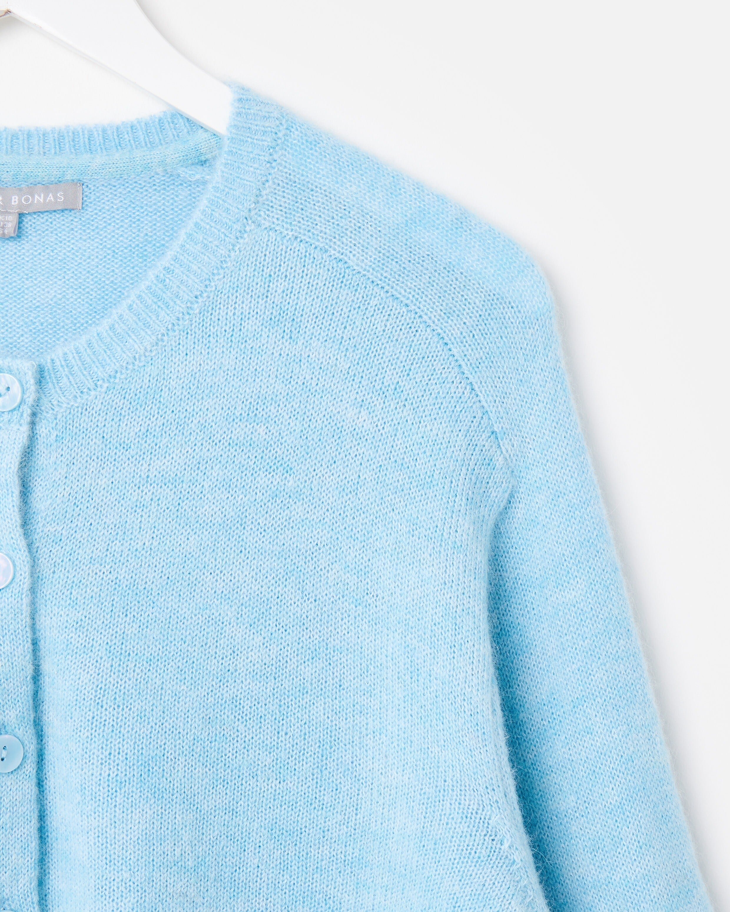 Blue Button Up 3/4 Sleeve Knitted Cardigan | Oliver Bonas