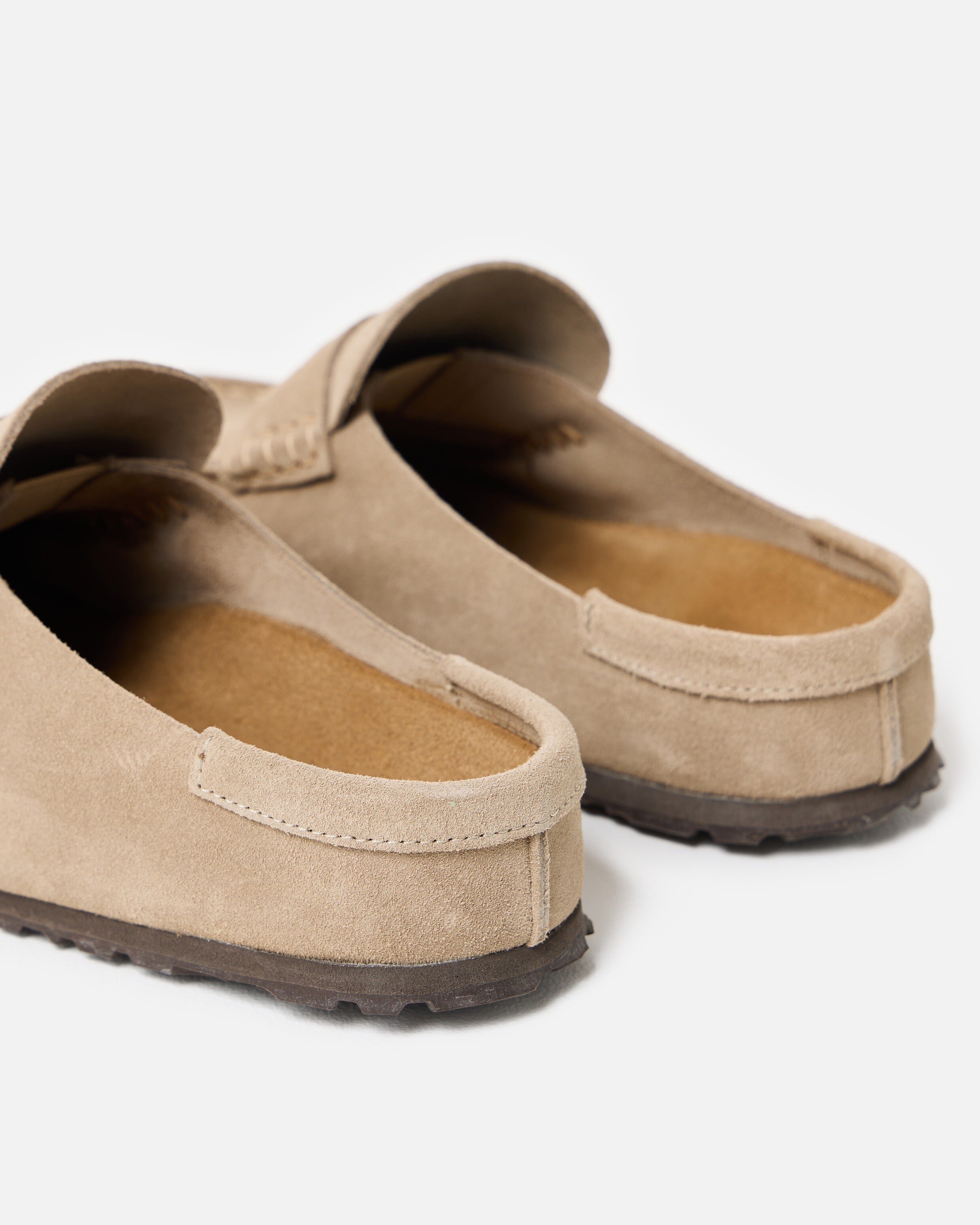 Birkenstock Naples Taupe Wrapped Suede Clogs | Oliver Bonas