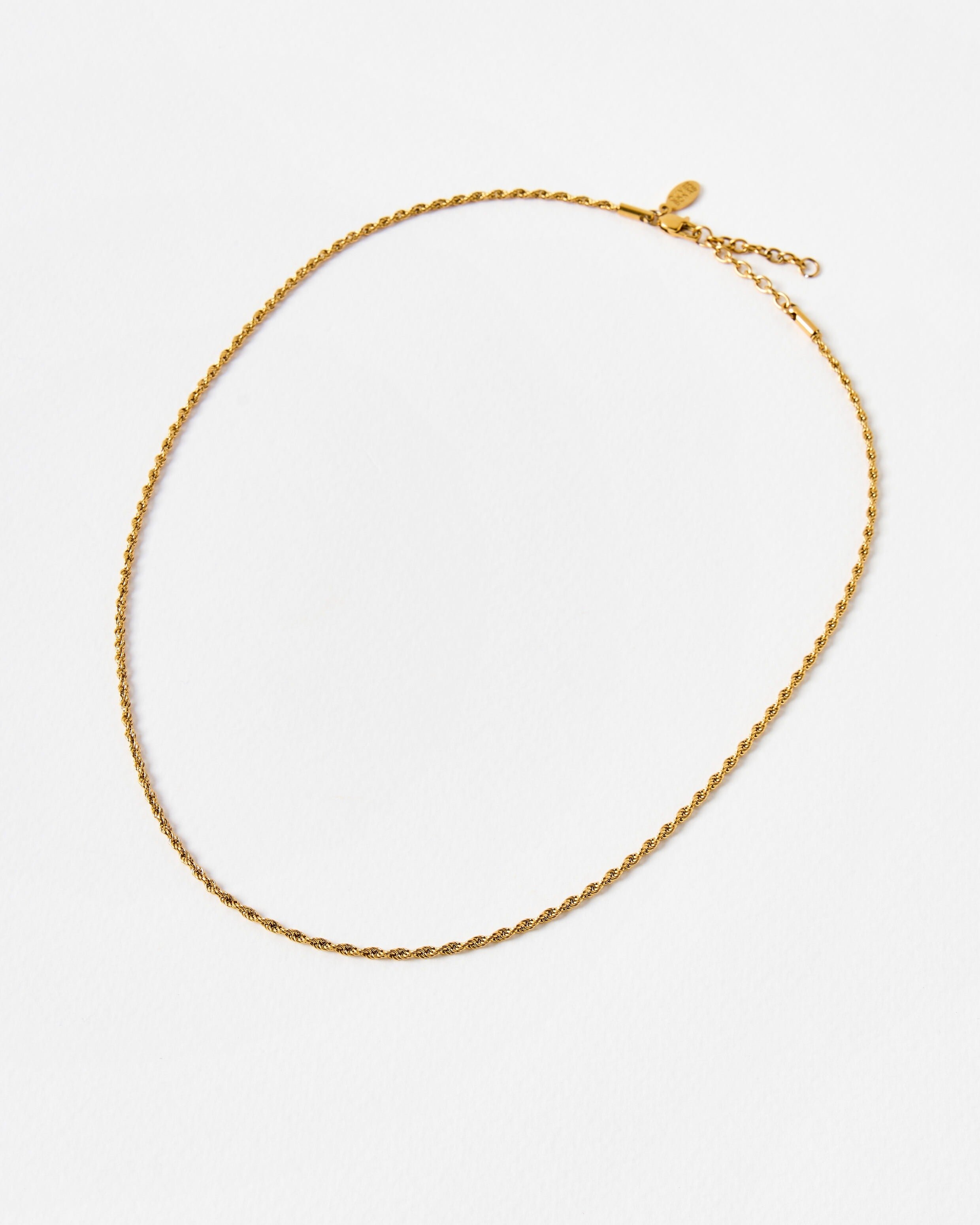 Cora Gold Tone Waterproof Fine Twist Chain Necklace | Oliver Bonas