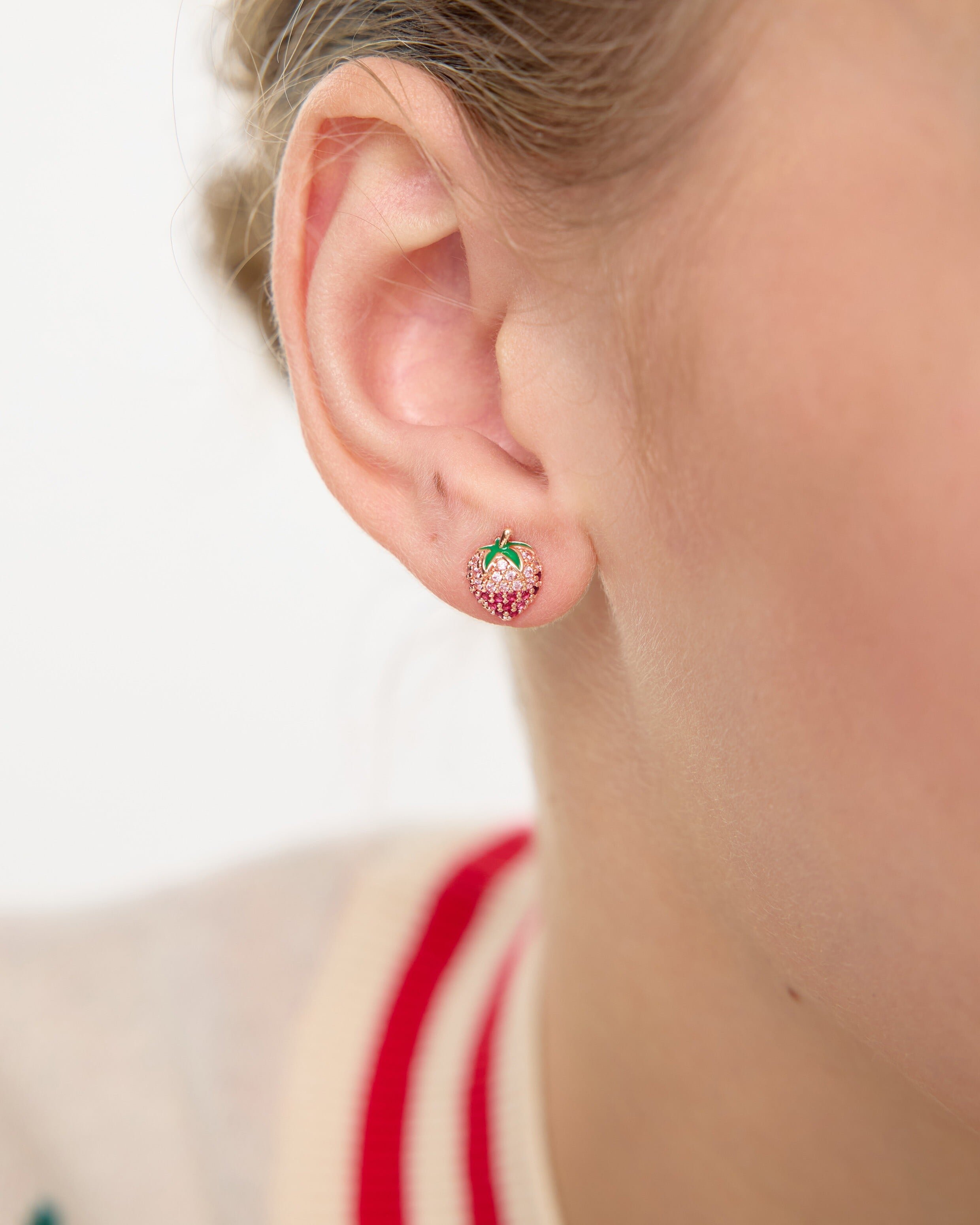 Shellie Strawberry Purple Stone Stud Earrings | Oliver Bonas