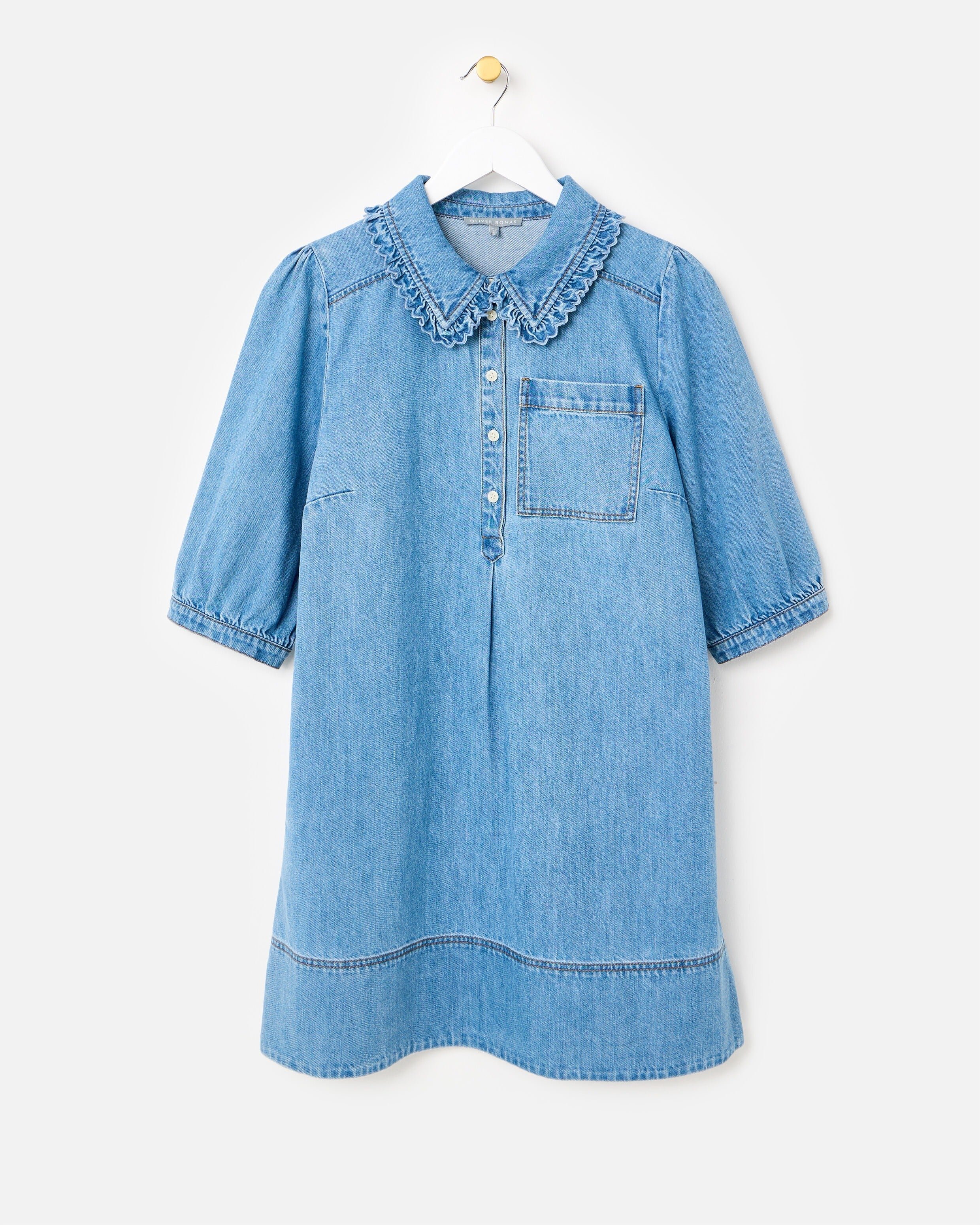 oliver bonas shirt dress Watercolour Print Blue Midi Shirt Dress