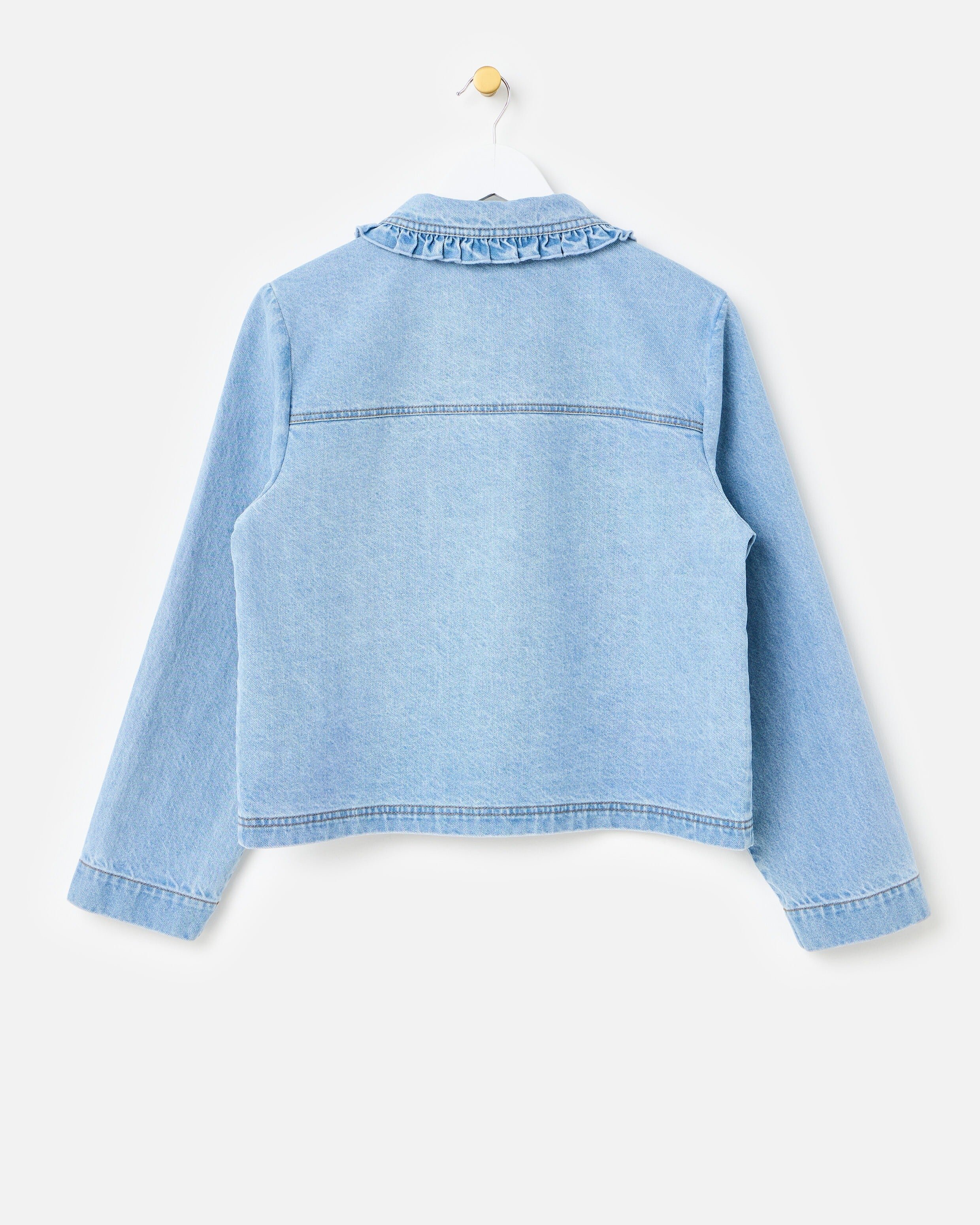 Light Blue Frill Collar Denim Jacket | Oliver Bonas