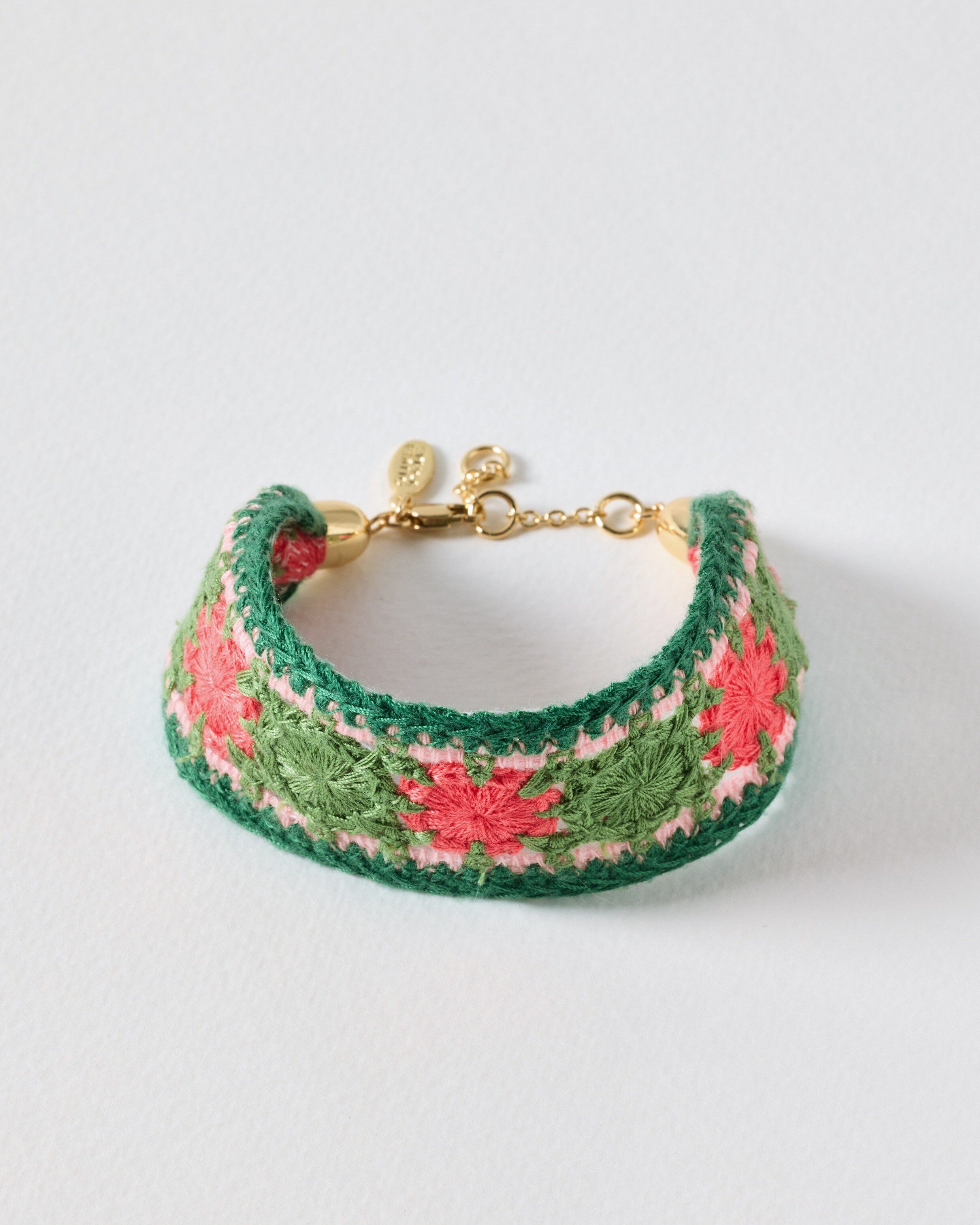Gemma Pink & Green Crochet Bracelet | Oliver Bonas