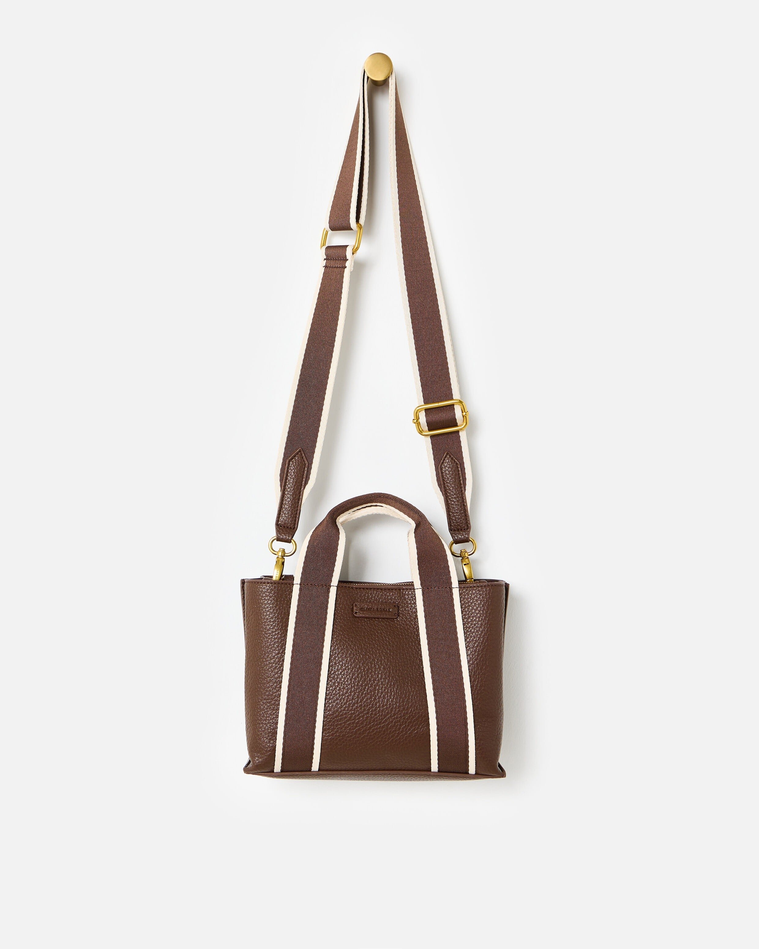 Emma Chocolate Brown Mini Tote Crossbody Bag | Oliver Bonas