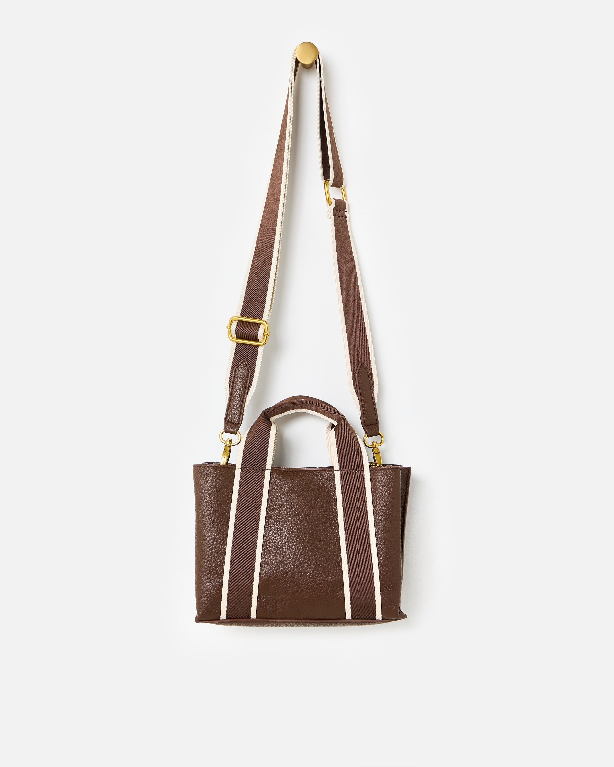 Emma Chocolate Brown Mini Tote Crossbody Bag | Oliver Bonas