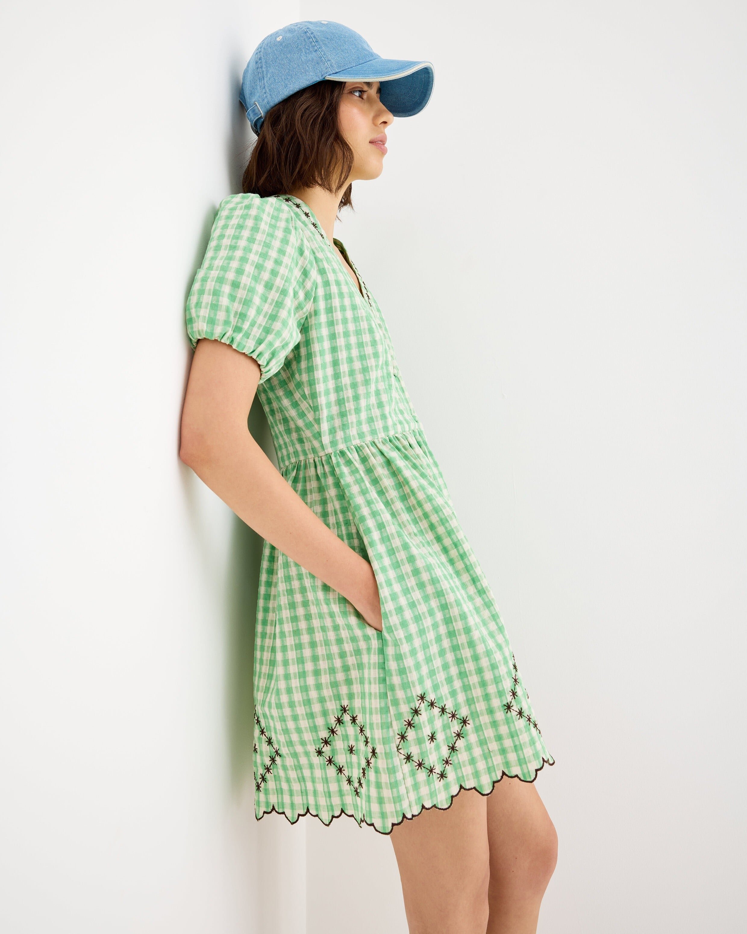 oliver bonas green dress Buy Oliver Bonas Green Corduroy Embroidered Sleeve V-Neck Midi Dress from Next USA