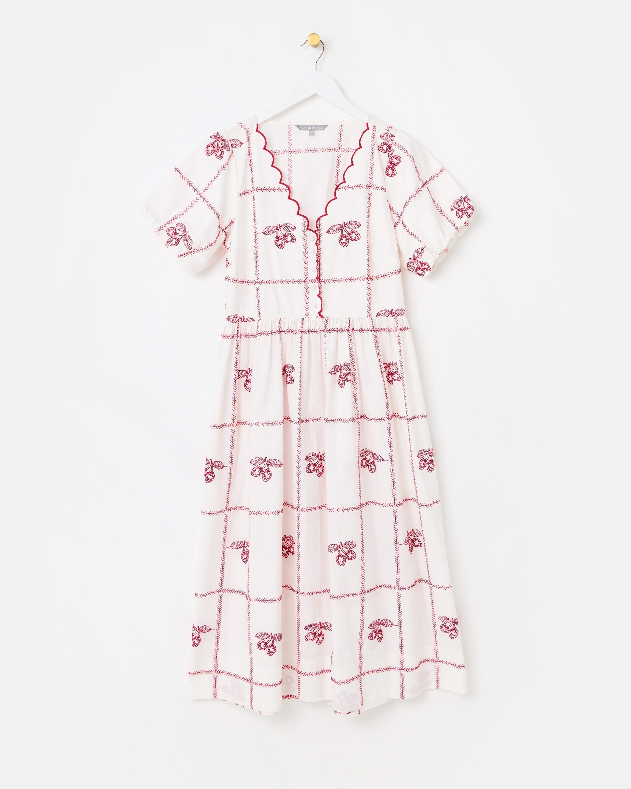 sachin and babi light blue dress Cute Strawberry Print Embroidered Blouse Dress for Baby Girl