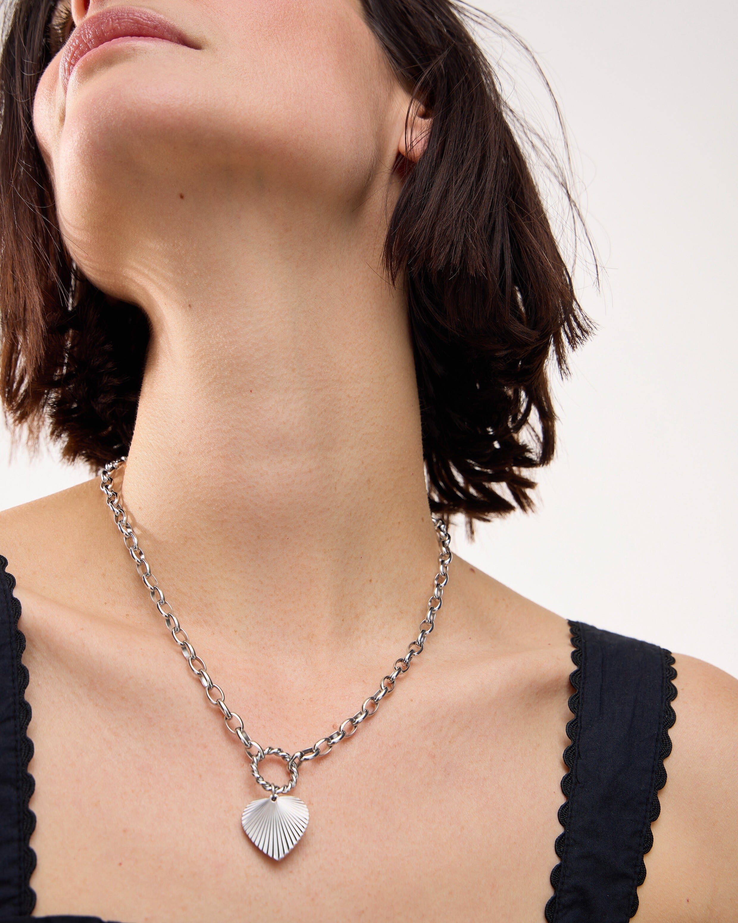 Louisa Heart Silver Tone Waterproof Chain Necklace | Oliver Bonas
