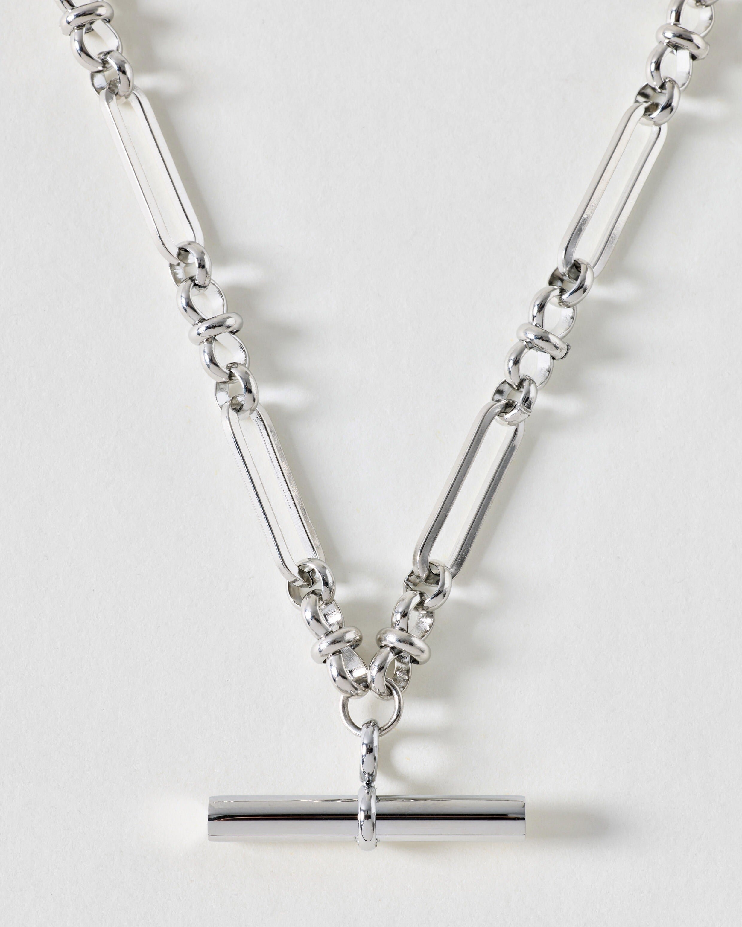 Toni Silver Tone Waterproof Long T-Bar Necklace | Oliver Bonas