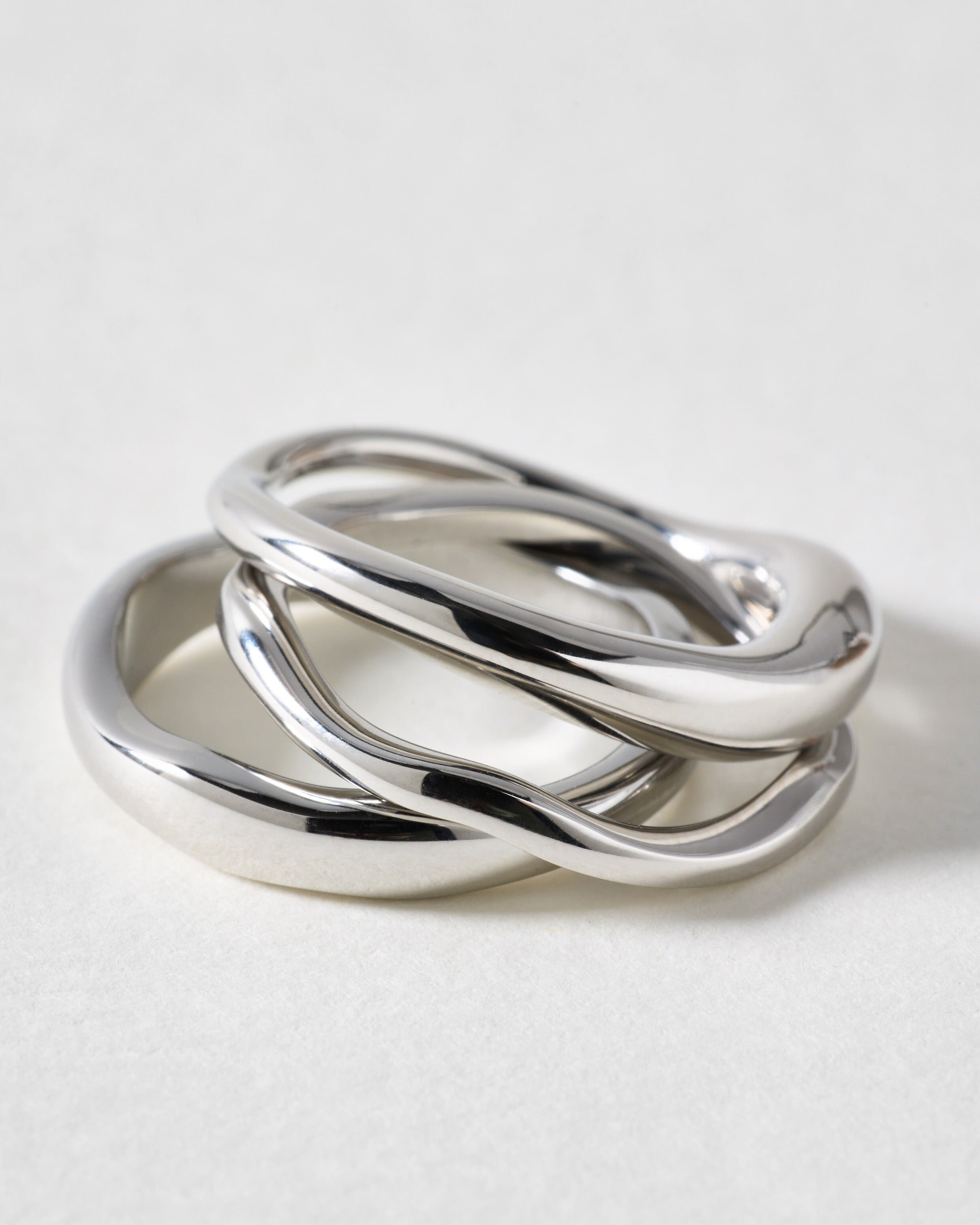Christie Organic Shape Silver Tone Waterproof Rings Set of Three
