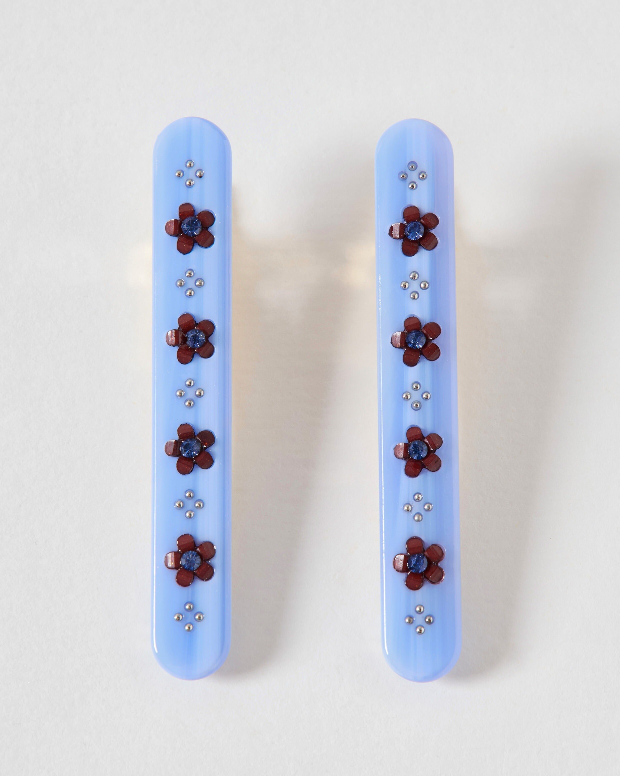 Brigitte Amber Resin Flower Detail Hair Clips Set of Two | Oliver
