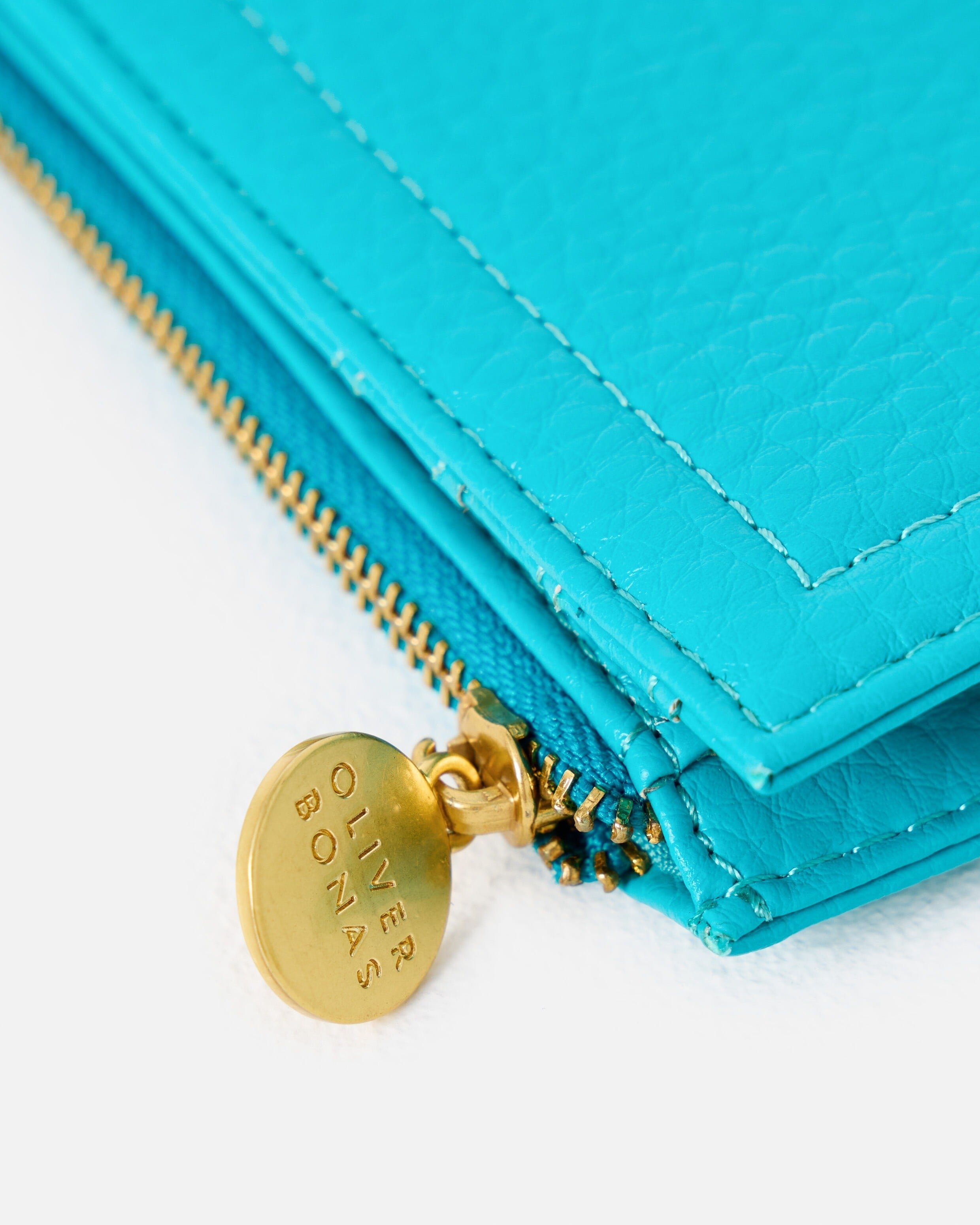 Kinley Aqua Blue Zipped Purse | Oliver Bonas