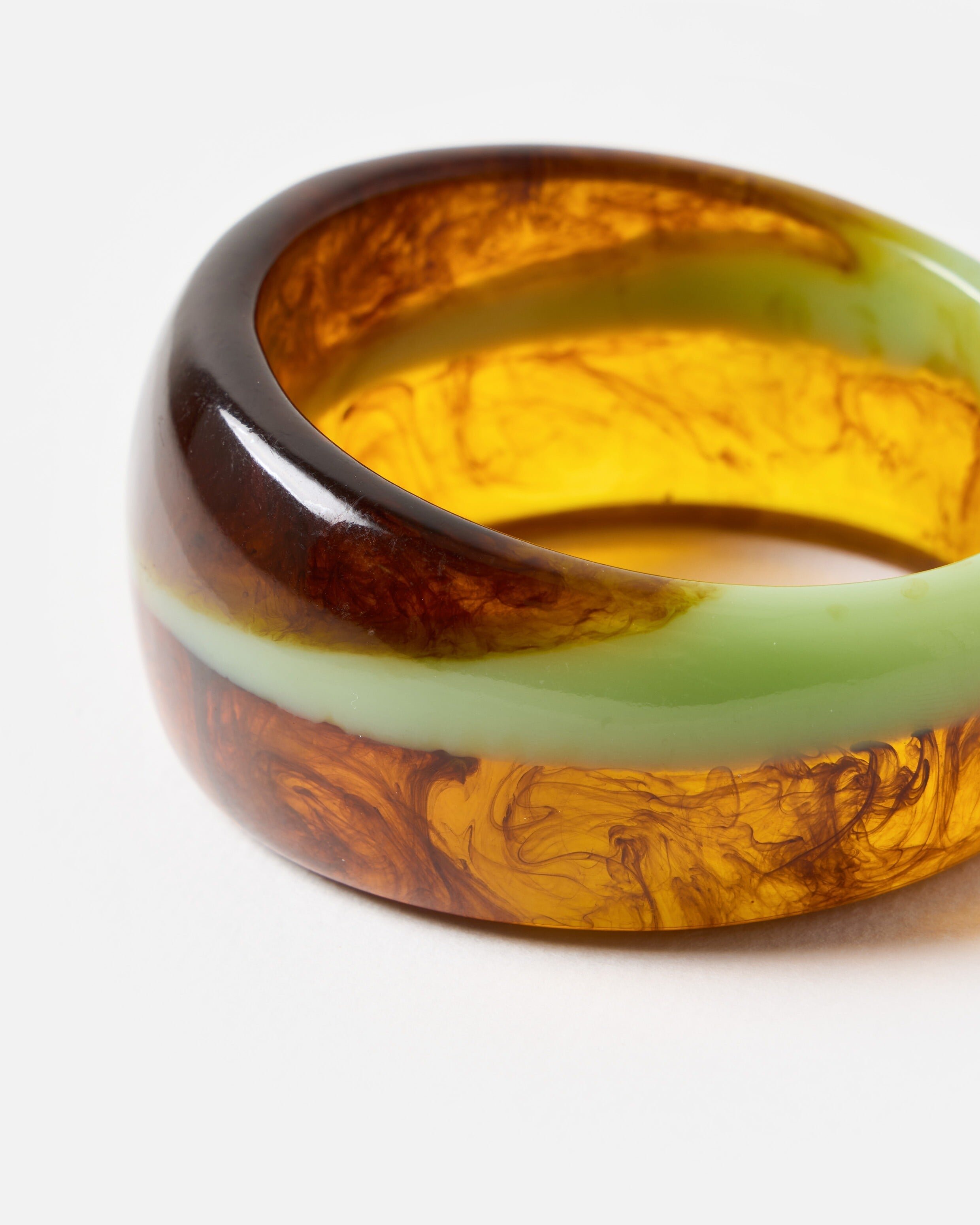 Nyla Green & Brown Chunky Resin Bangle | Oliver Bonas