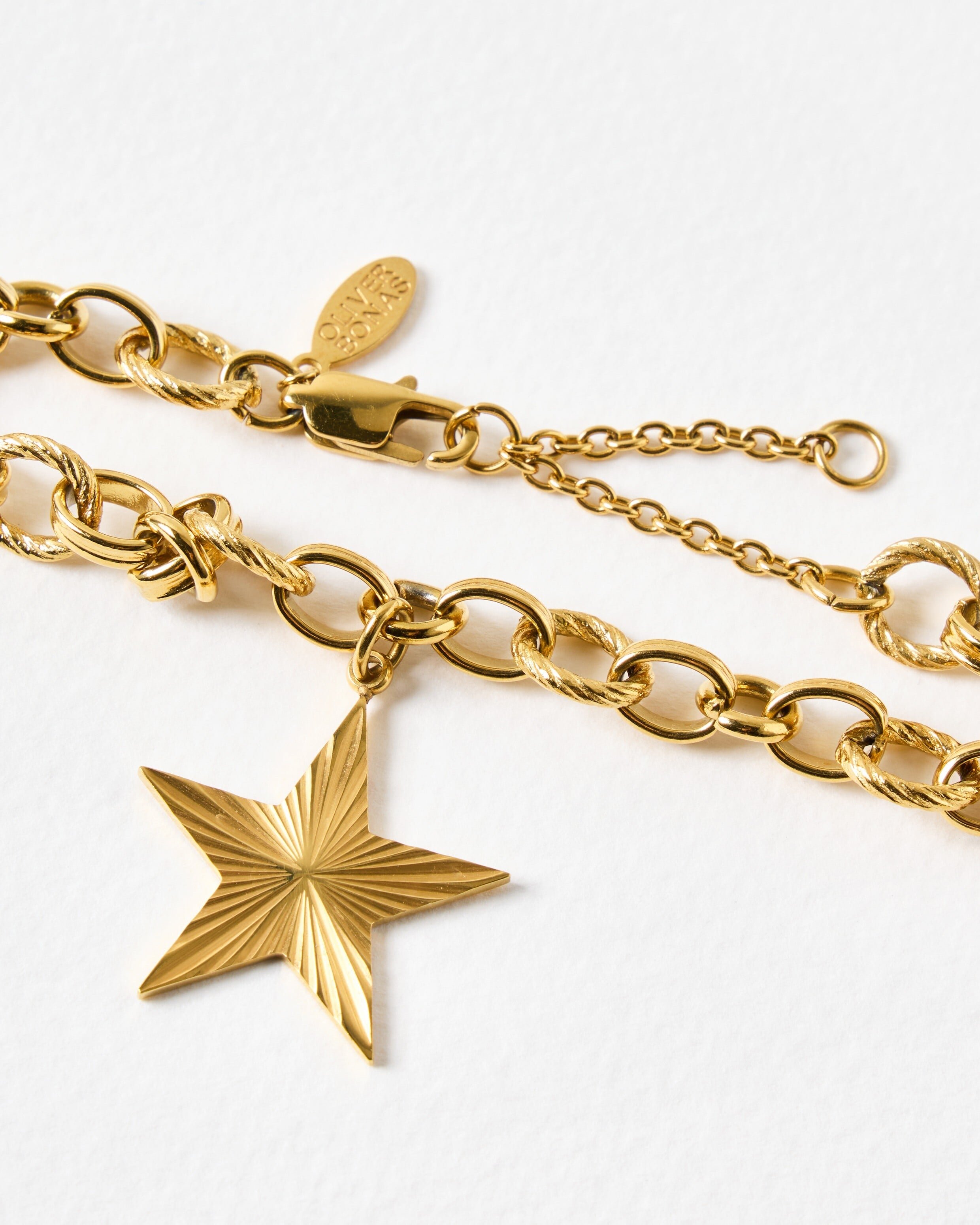 Taylor Gold Tone Waterproof Star Charm Chunky Chain Bracelet