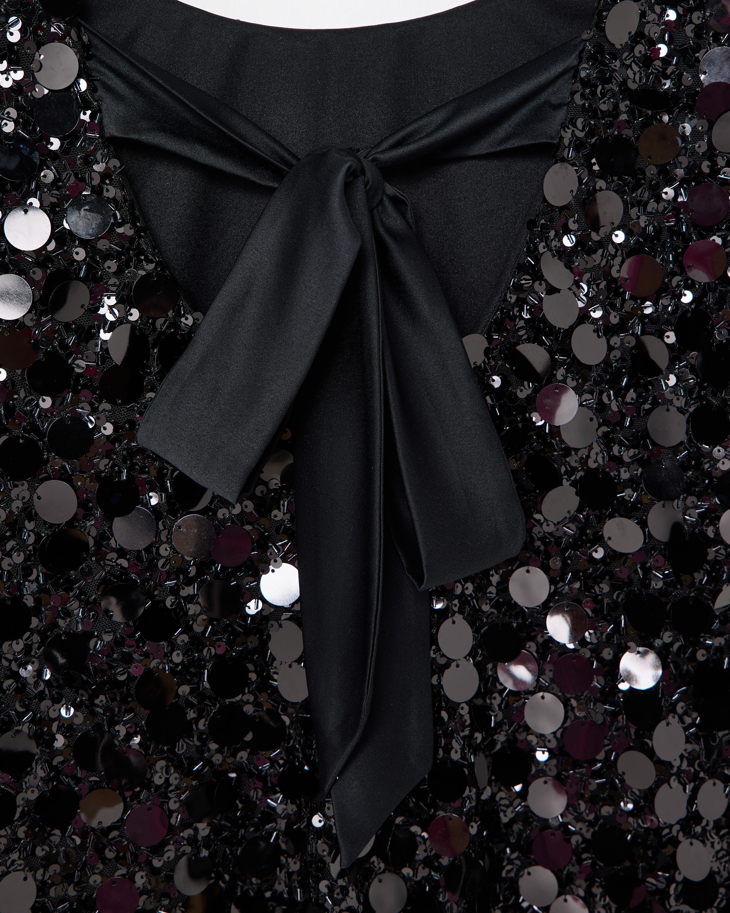 Black Sequin Mini T-Shirt Dress | Oliver Bonas
