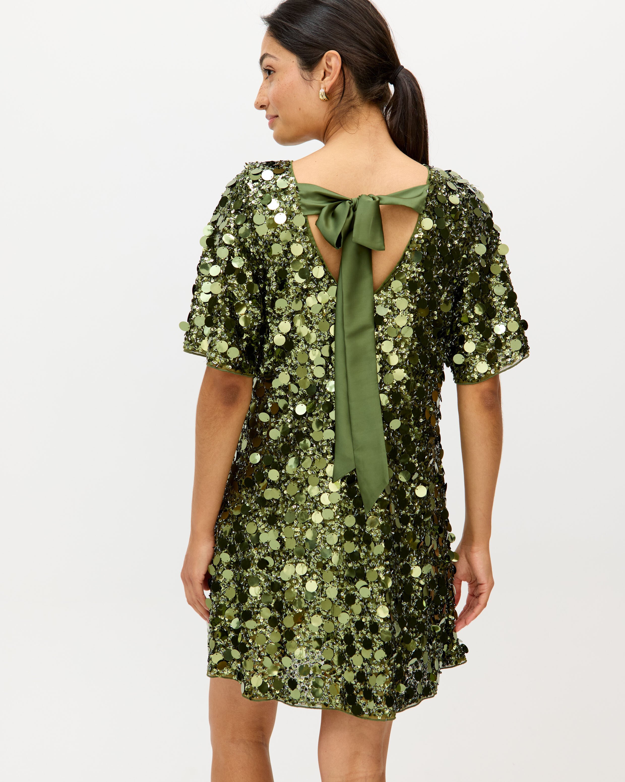 green emerald velvet dress Sequin Santa Baby Tee Dress main image 1