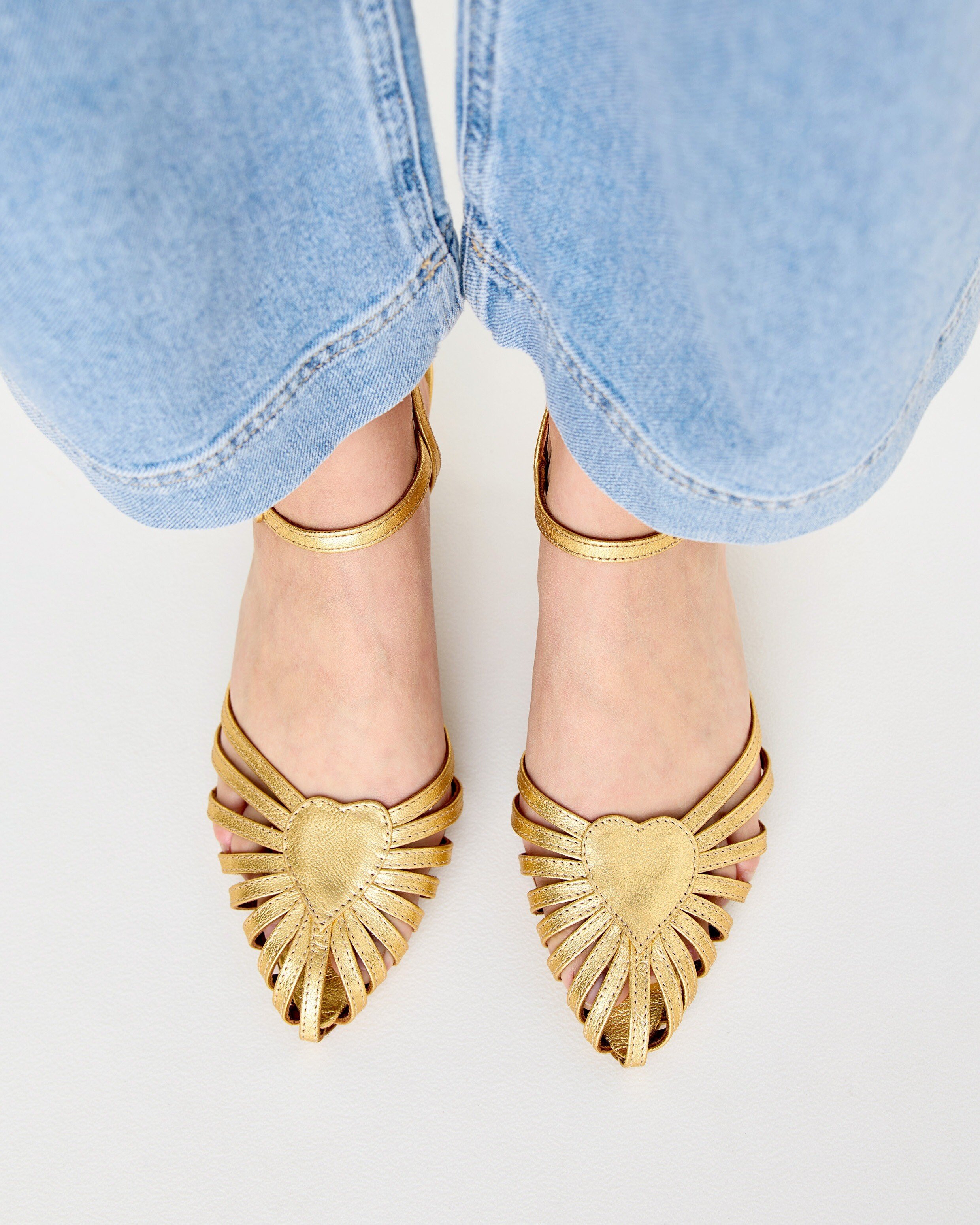 Anonymous Copenhagen Keesha 55 Gold Metallic Heels | Oliver Bonas