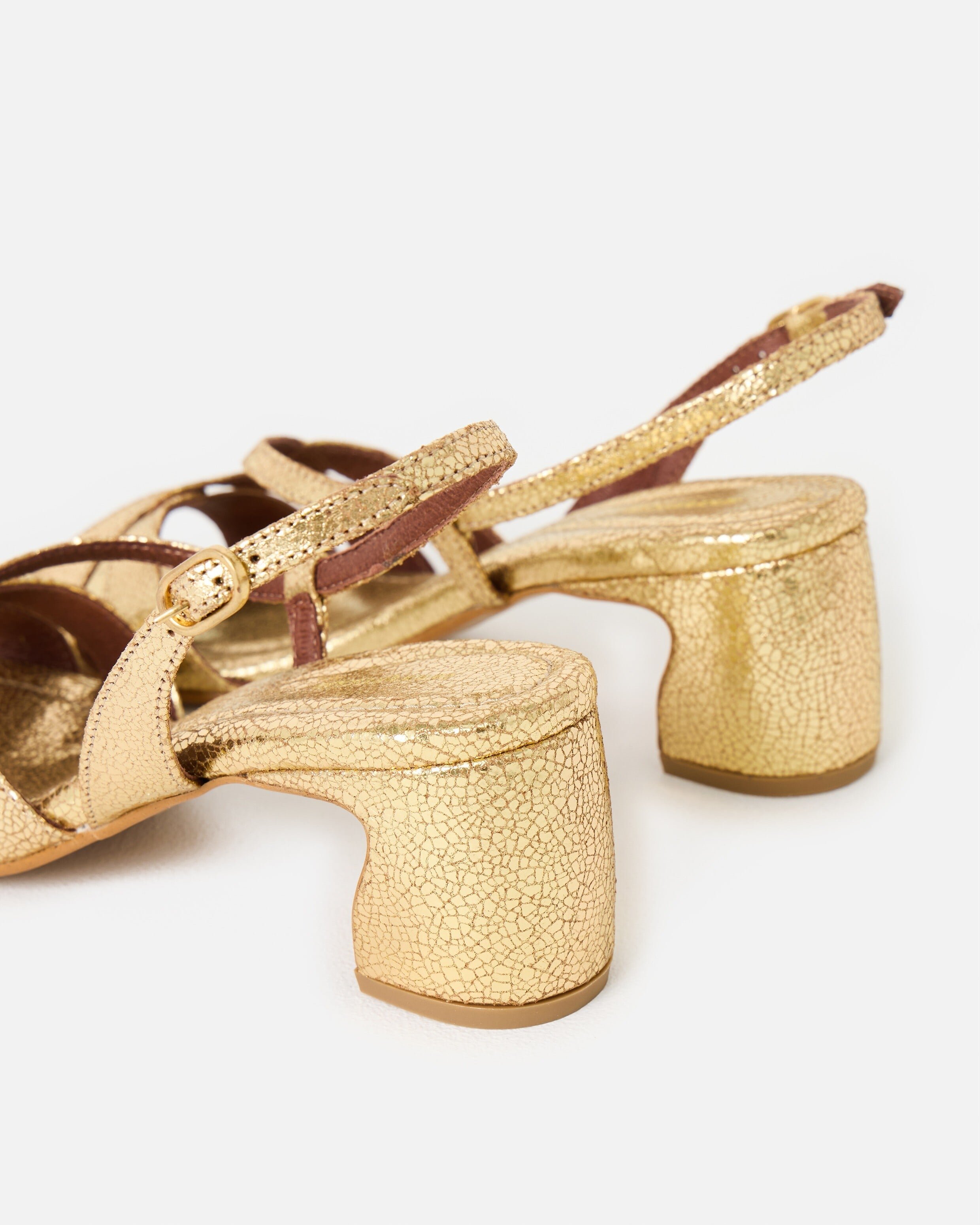 Anonymous Copenhagen Natasha Gold Metallic Heeled Sandals | Oliver