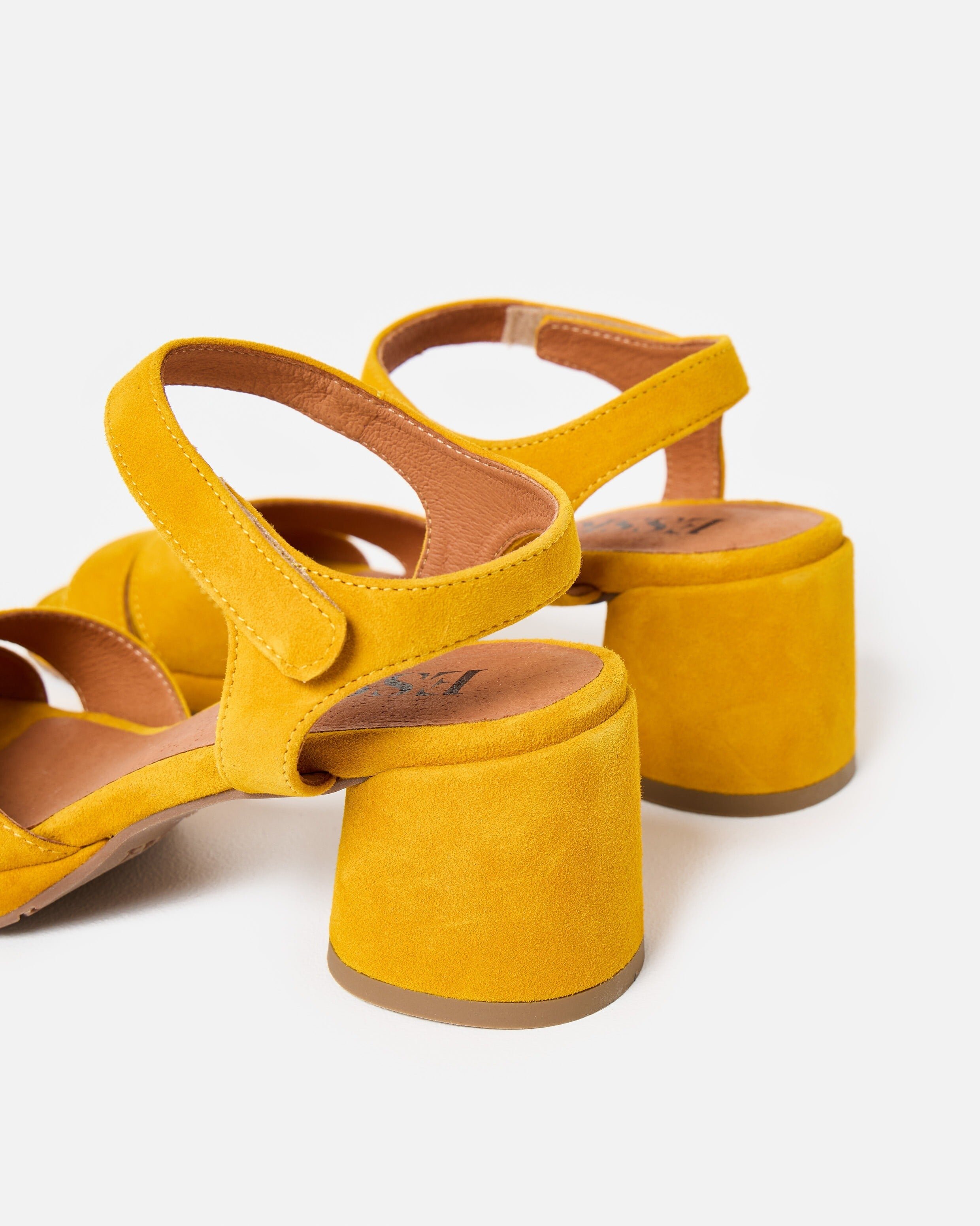 Esska Olivia Mustard Yellow Suede Heeled Sandals | Oliver Bonas