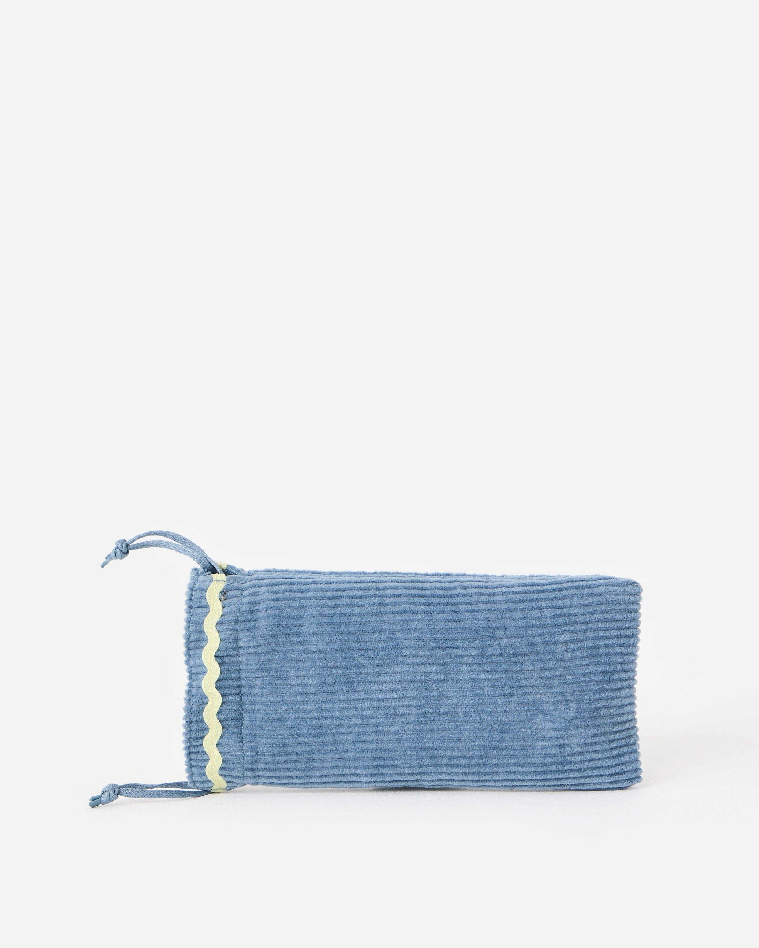 Blue Corduroy Heart Embroidered Sunglasses Case | Oliver Bonas