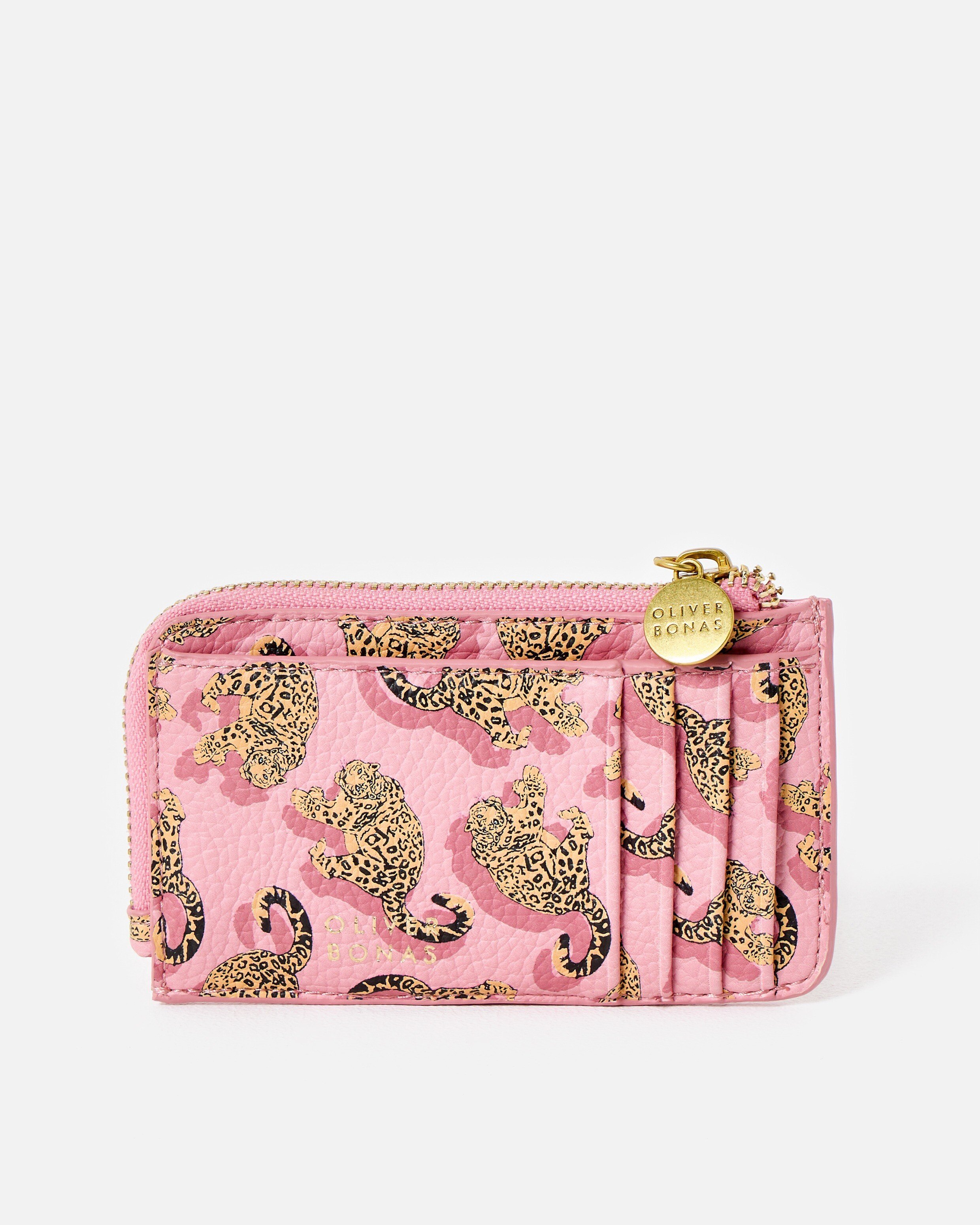 Light Pink Snow Leopard Zipped Card Holder | Oliver Bonas