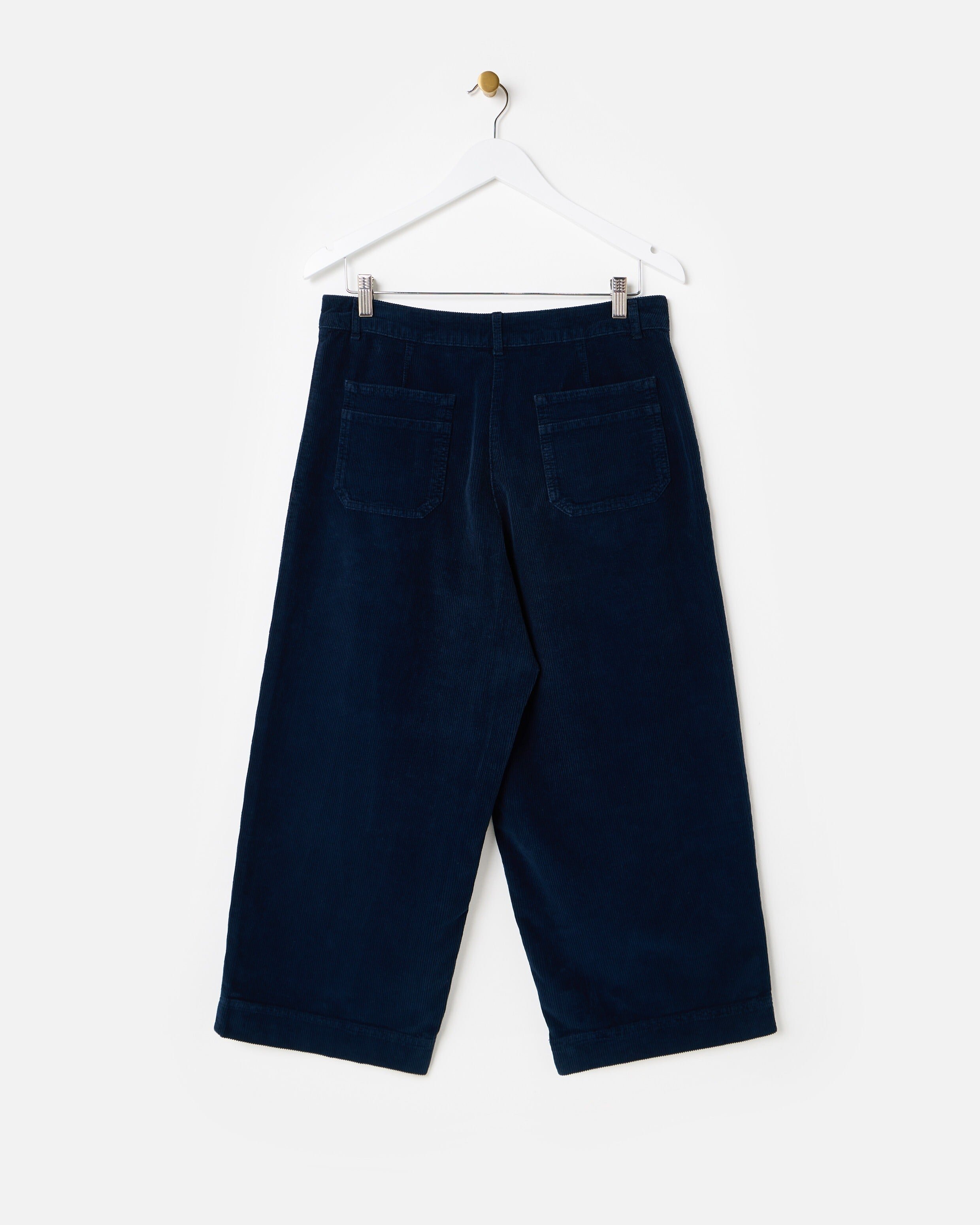 パンツ TUKI SHORT SHORT WIDE TROUSERS corduroy Navy Blue Corduroy Cropped Wide Leg Trousers | Oliver Bonas