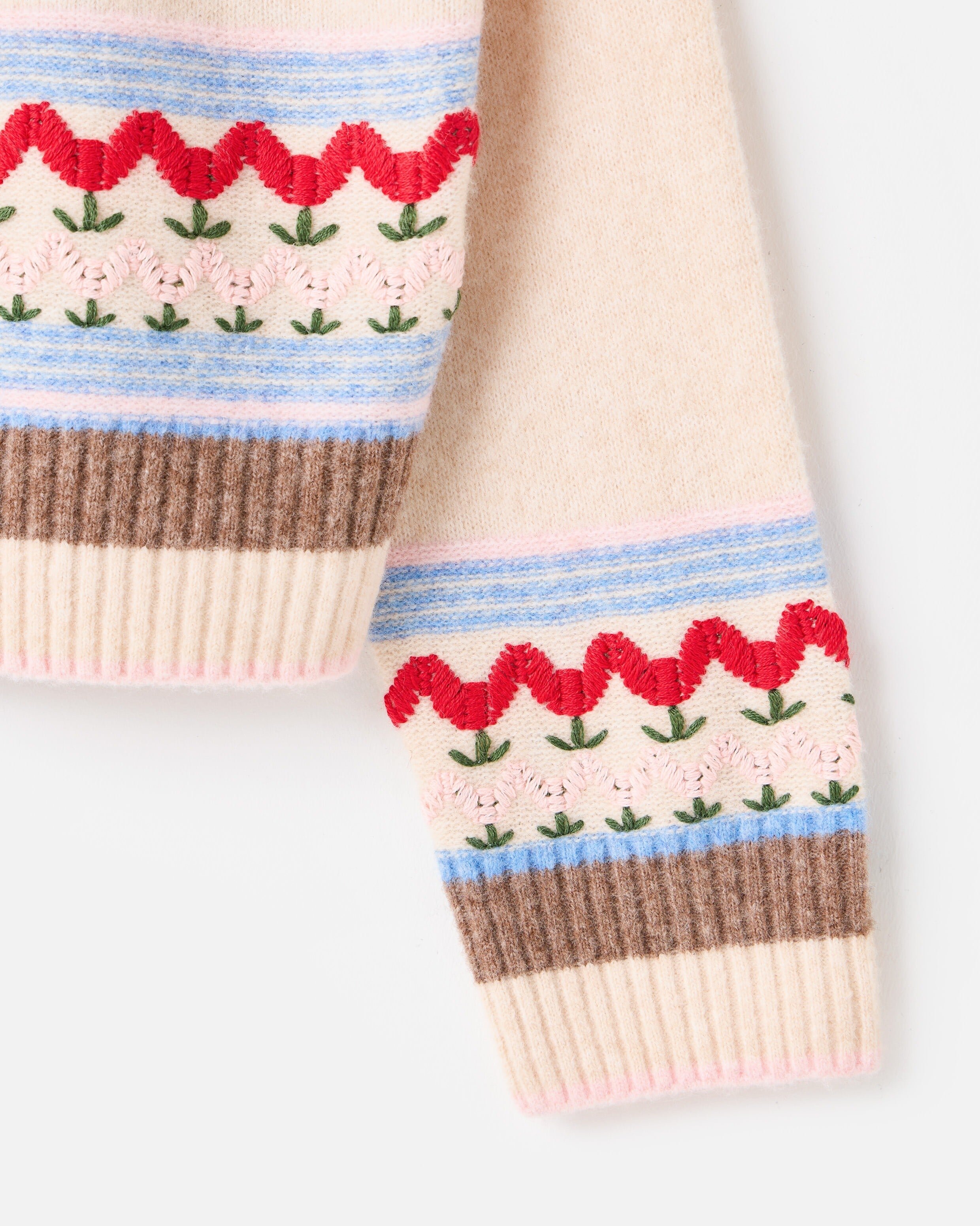 Cream Tulip Zip Up Collared Knitted Cardigan | Oliver Bonas