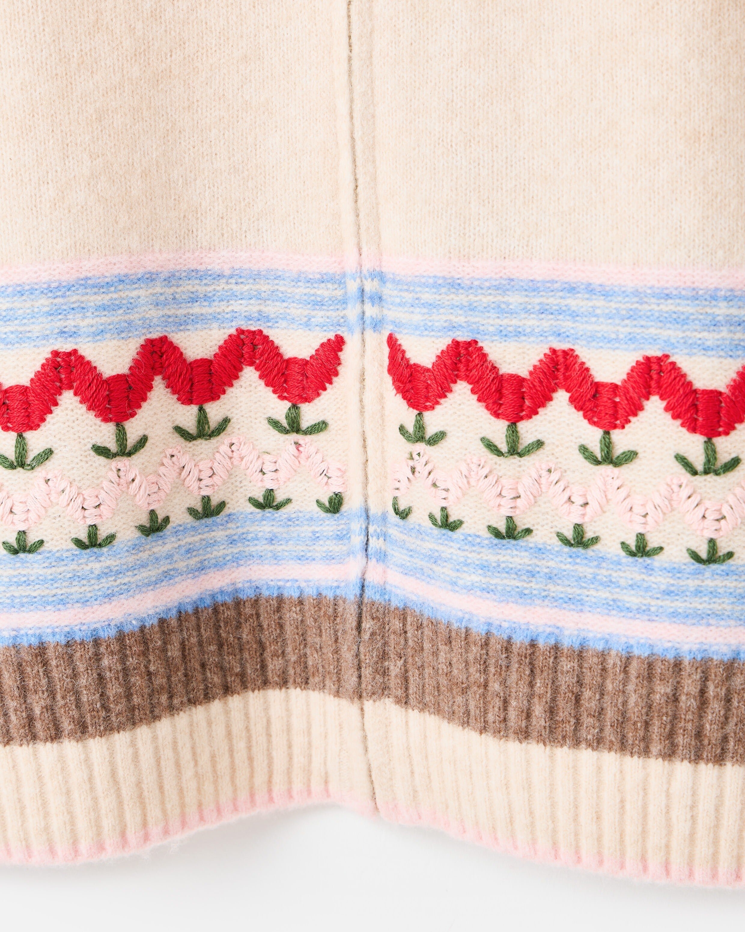 Cream Tulip Zip Up Collared Knitted Cardigan | Oliver Bonas