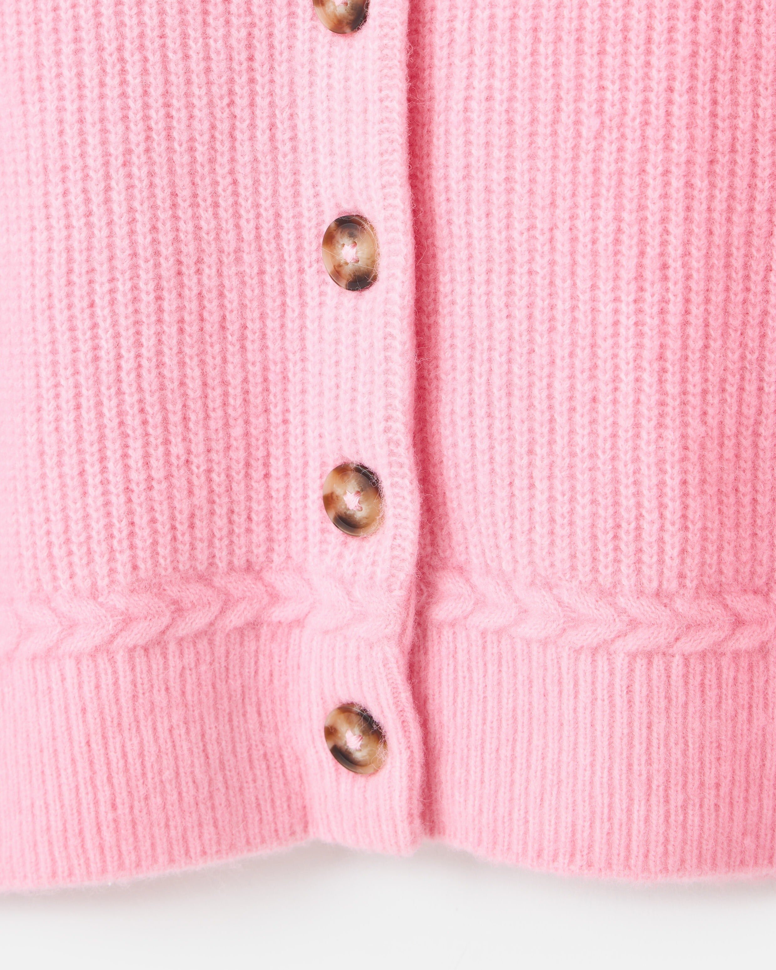Light Pink Plait Stitch Crew Neck Knitted Cardigan | Oliver Bonas